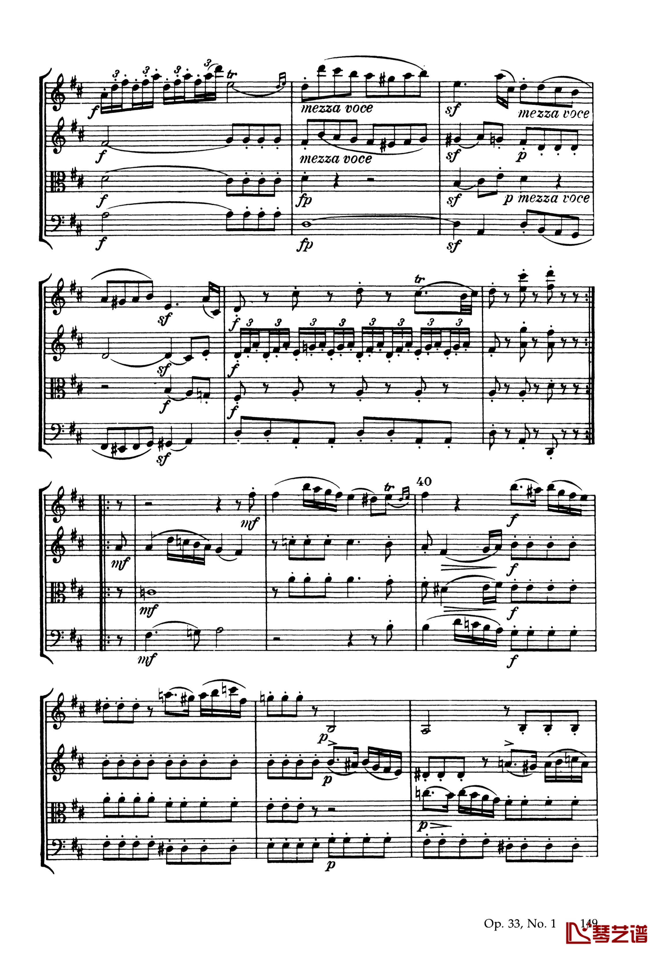 b小调弦乐四重奏 Op.33  No.1钢琴谱-海顿3