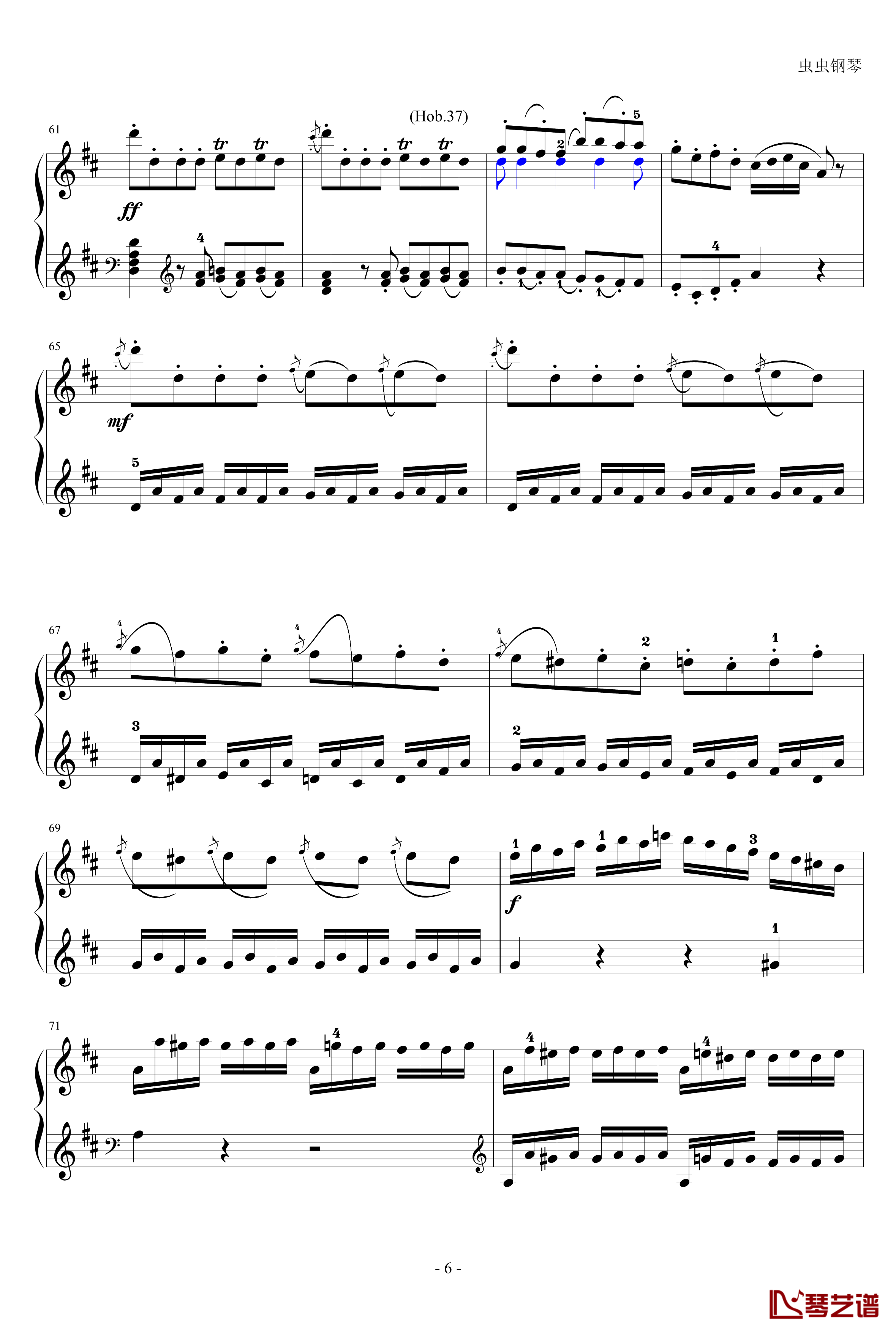 D大调奏鸣曲钢琴谱-海顿6