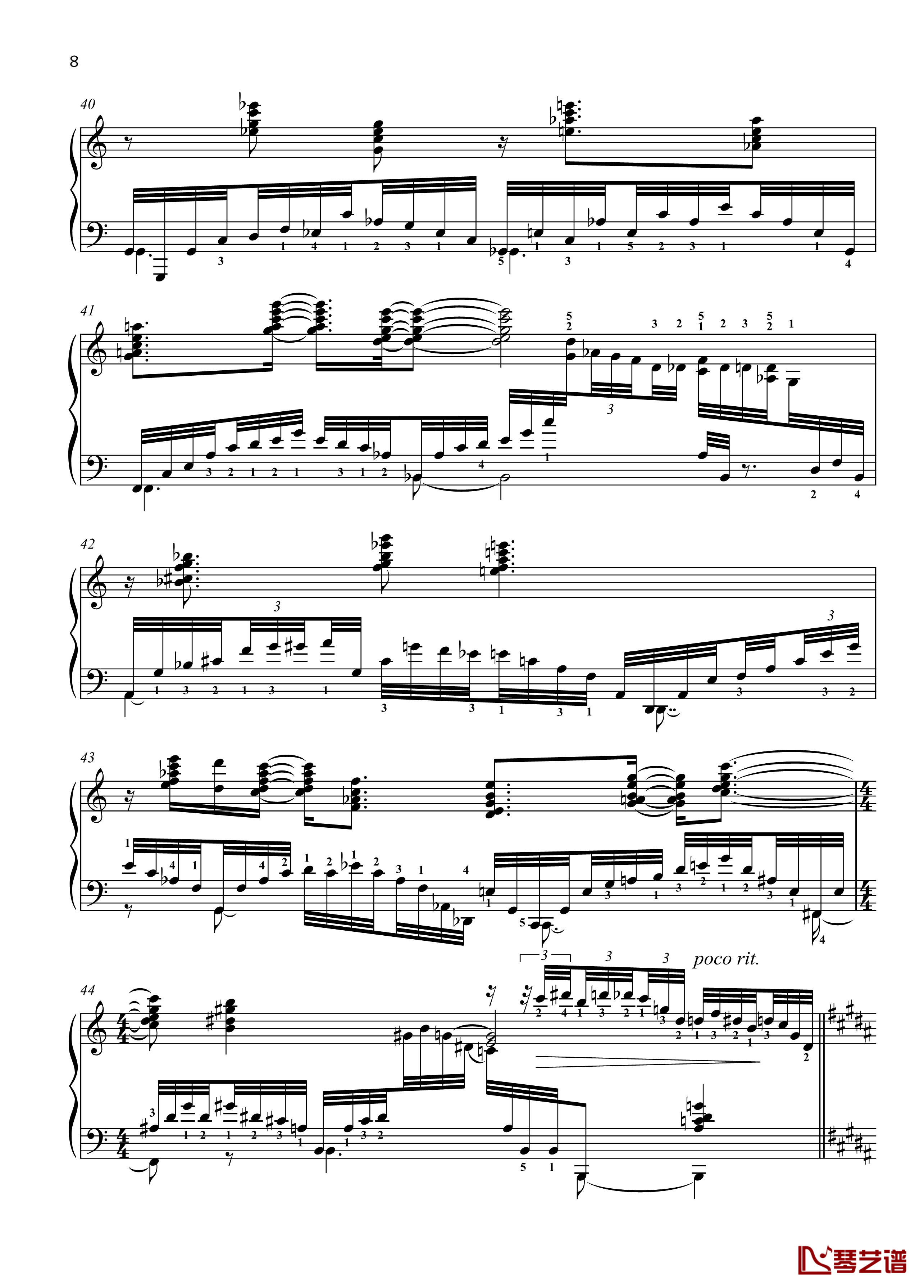 No. 4. Reminiscence钢琴谱-带指法-八首音乐会练习曲  Eight Concert ?tudes Op 40 - -爵士-尼古拉·凯帕斯汀8