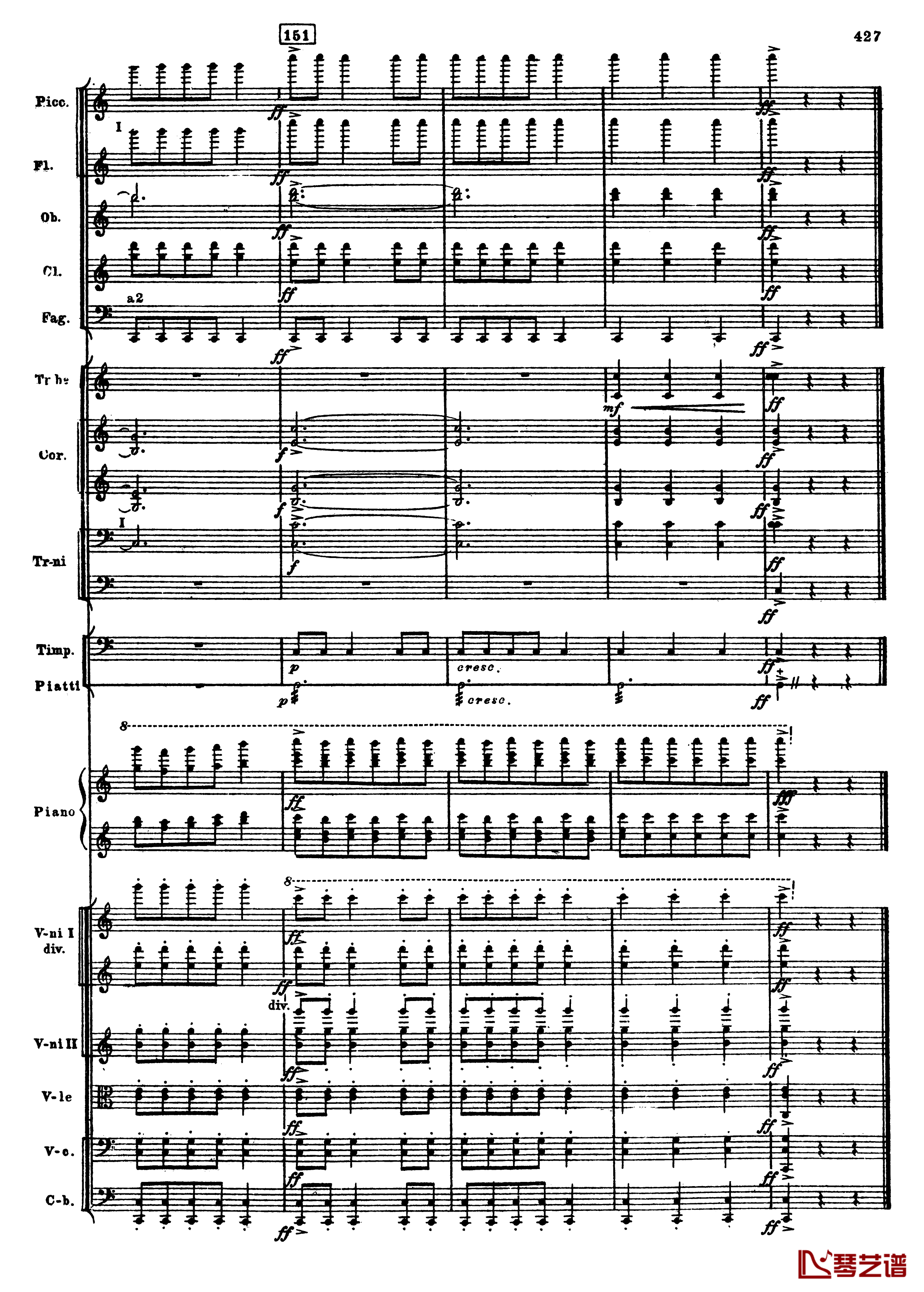 普罗科菲耶夫第三钢琴协奏曲钢琴谱-总谱-普罗科非耶夫159