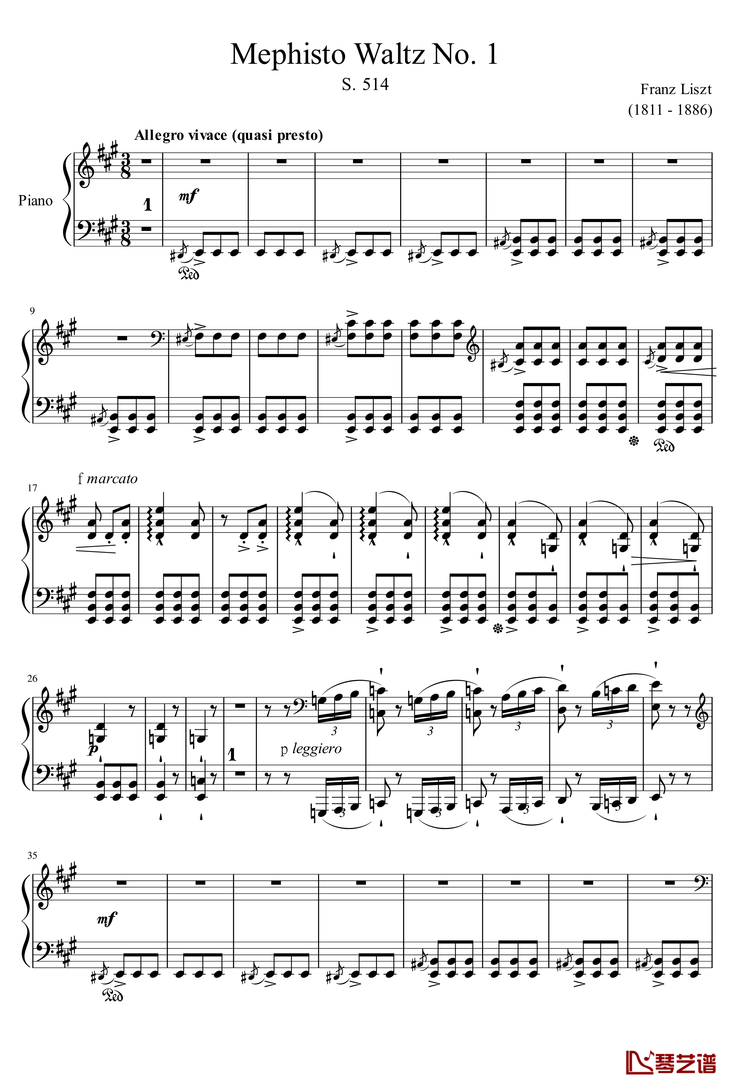 Mephisto Waltz No. 1 S. 514钢琴谱-李斯特1
