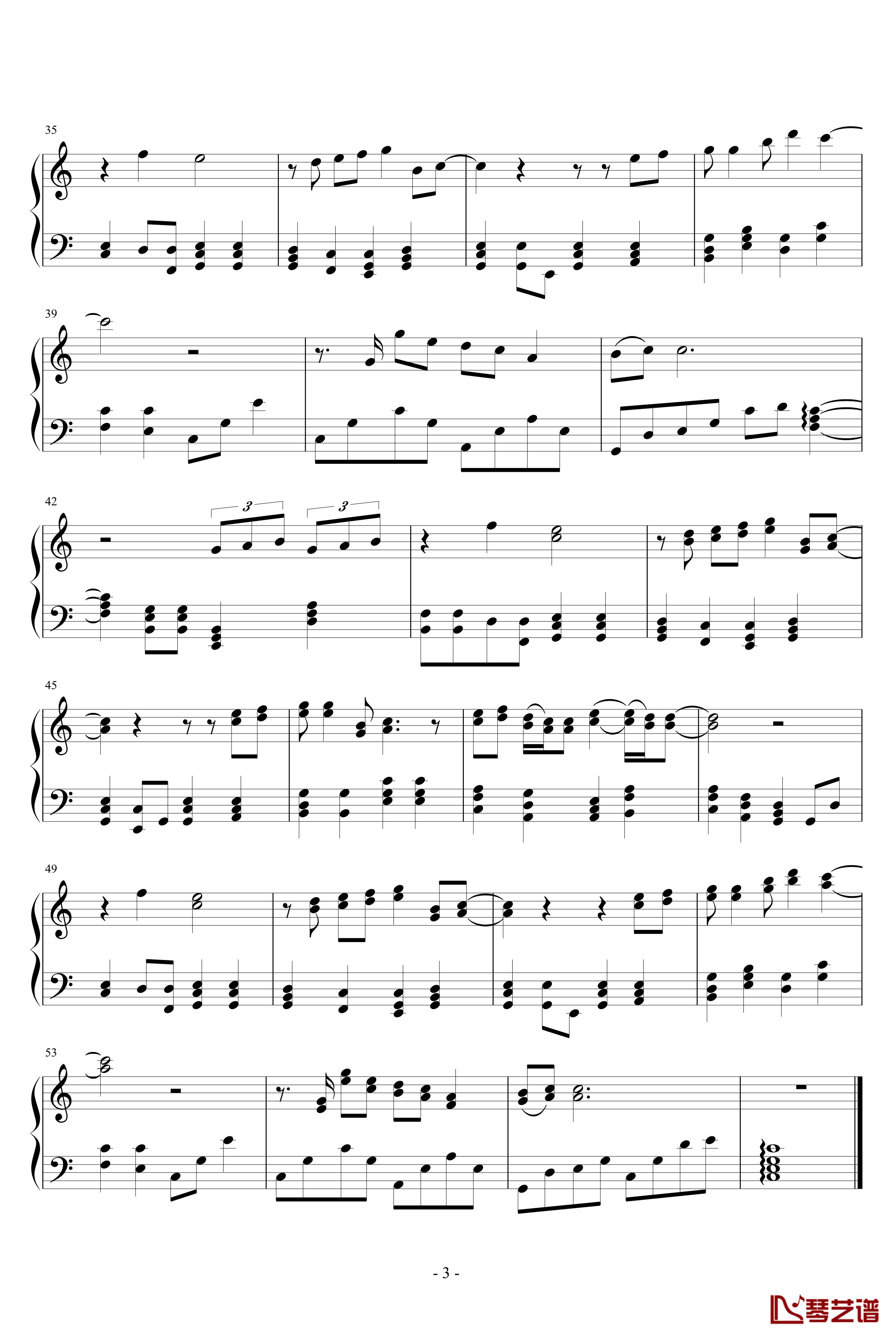 一首歌的回忆钢琴谱-改进版3