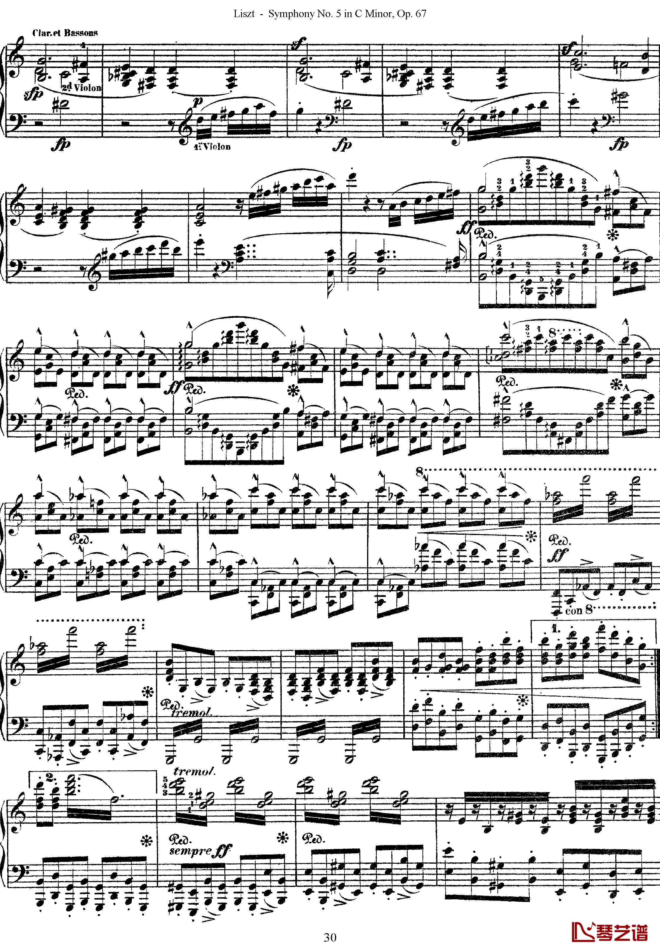 第五交响乐的钢琴曲钢琴谱-李斯特-李斯特改编自贝多芬30