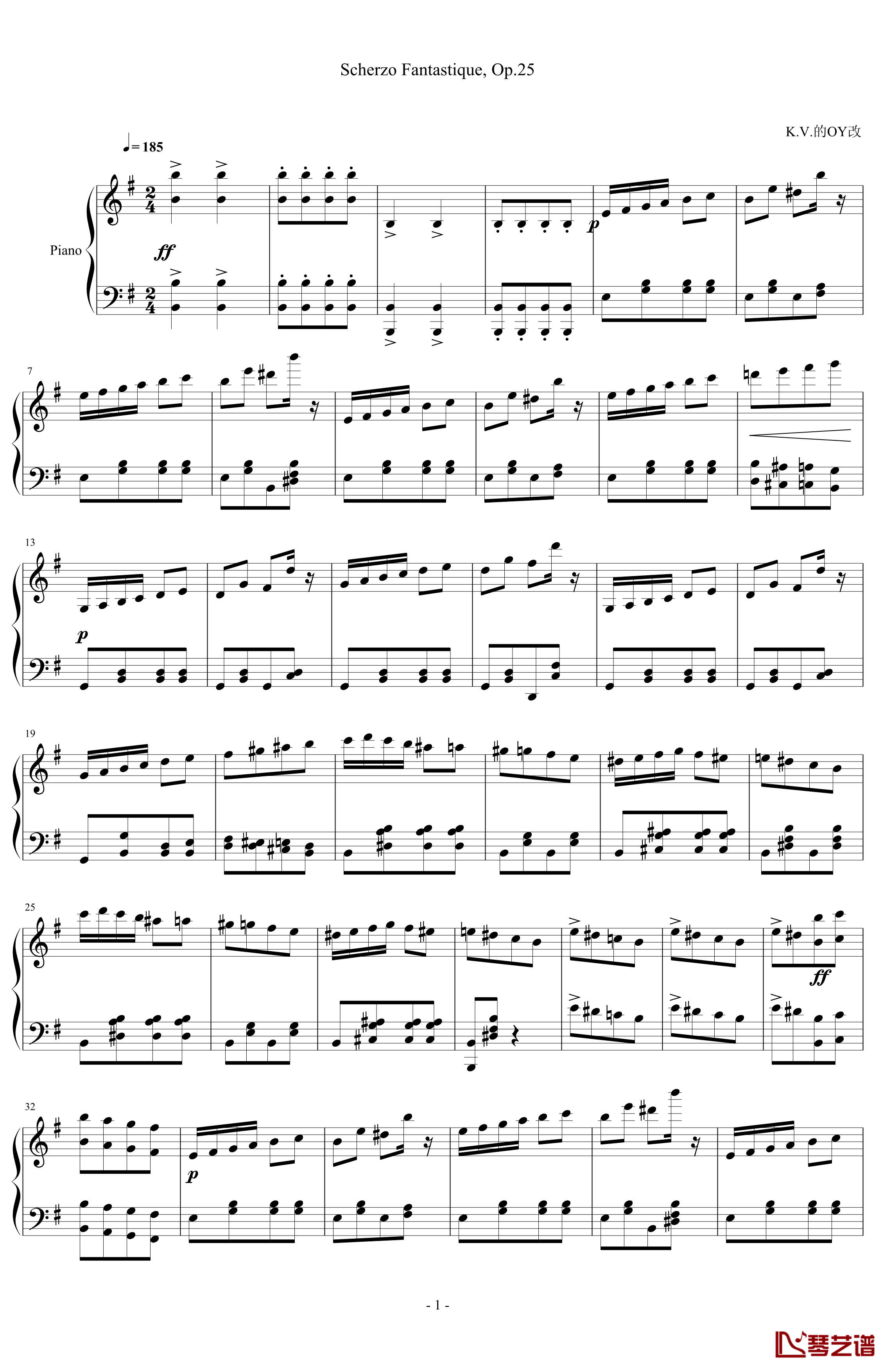 小精灵钢琴谱-巴齐纳-1