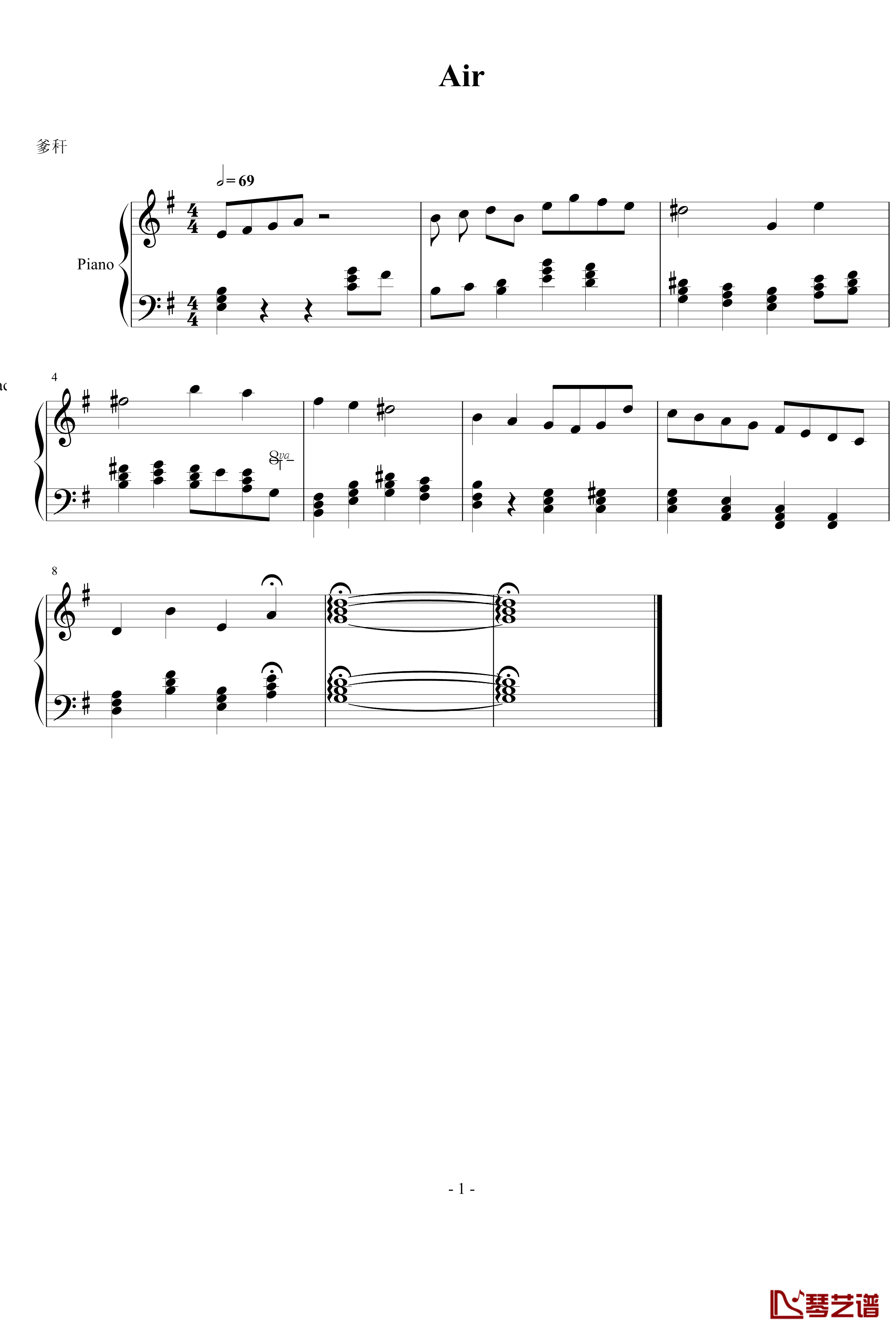 Air钢琴谱-jokefire 1/3改版-巴哈-Bach, Johann Sebastian1