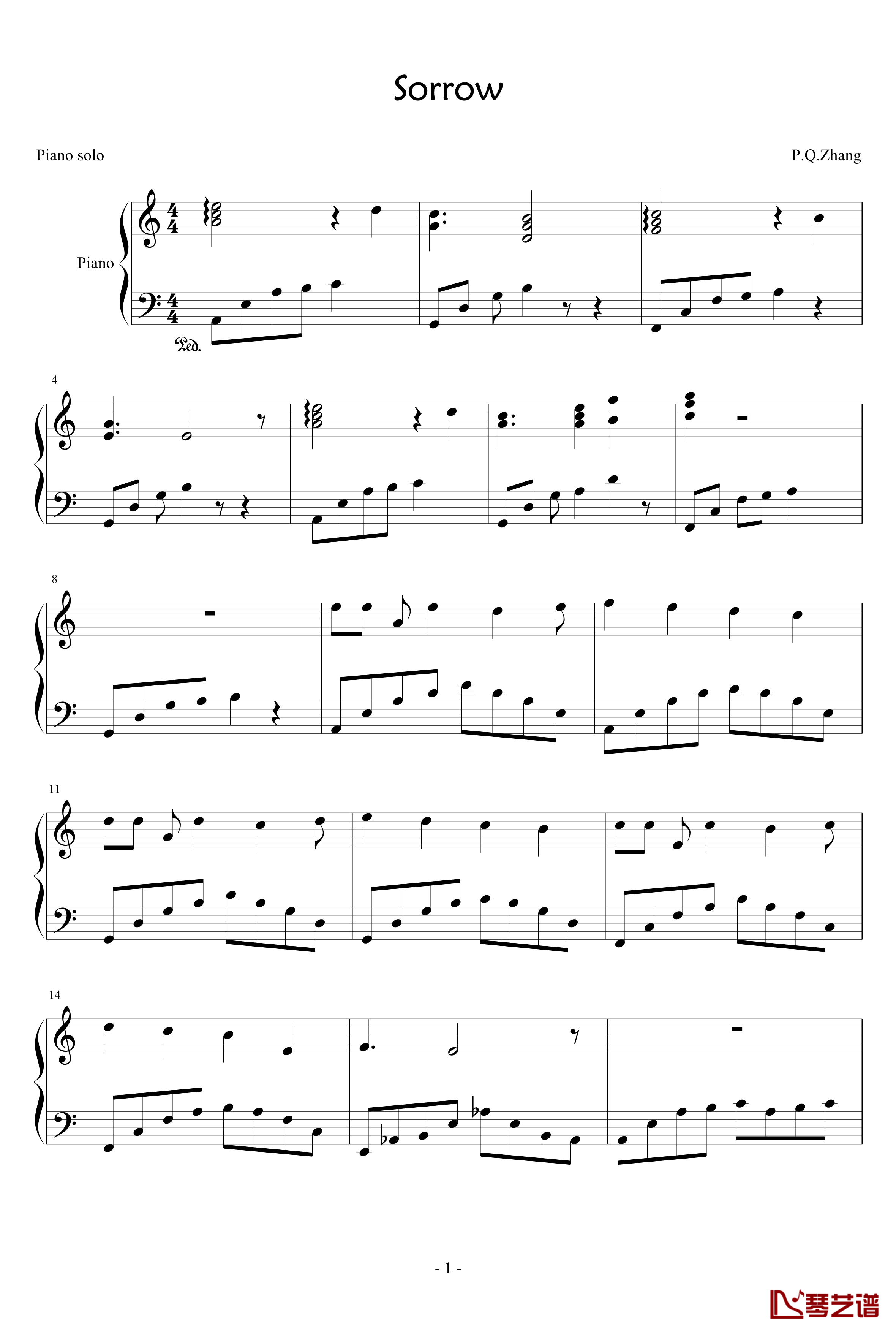 悲钢琴谱-钢琴张1
