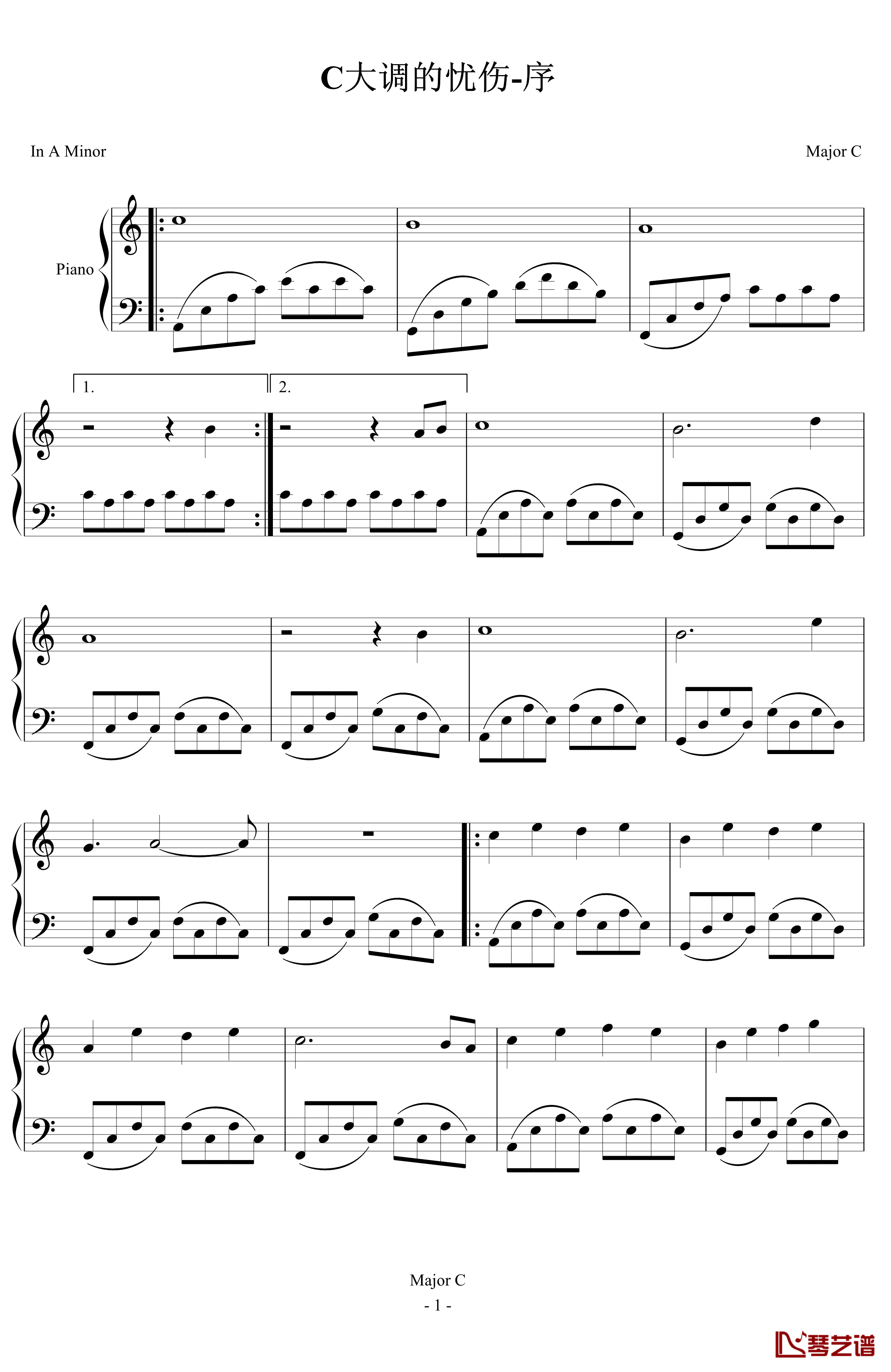 C大调的忧伤1钢琴谱-序-Major_C1