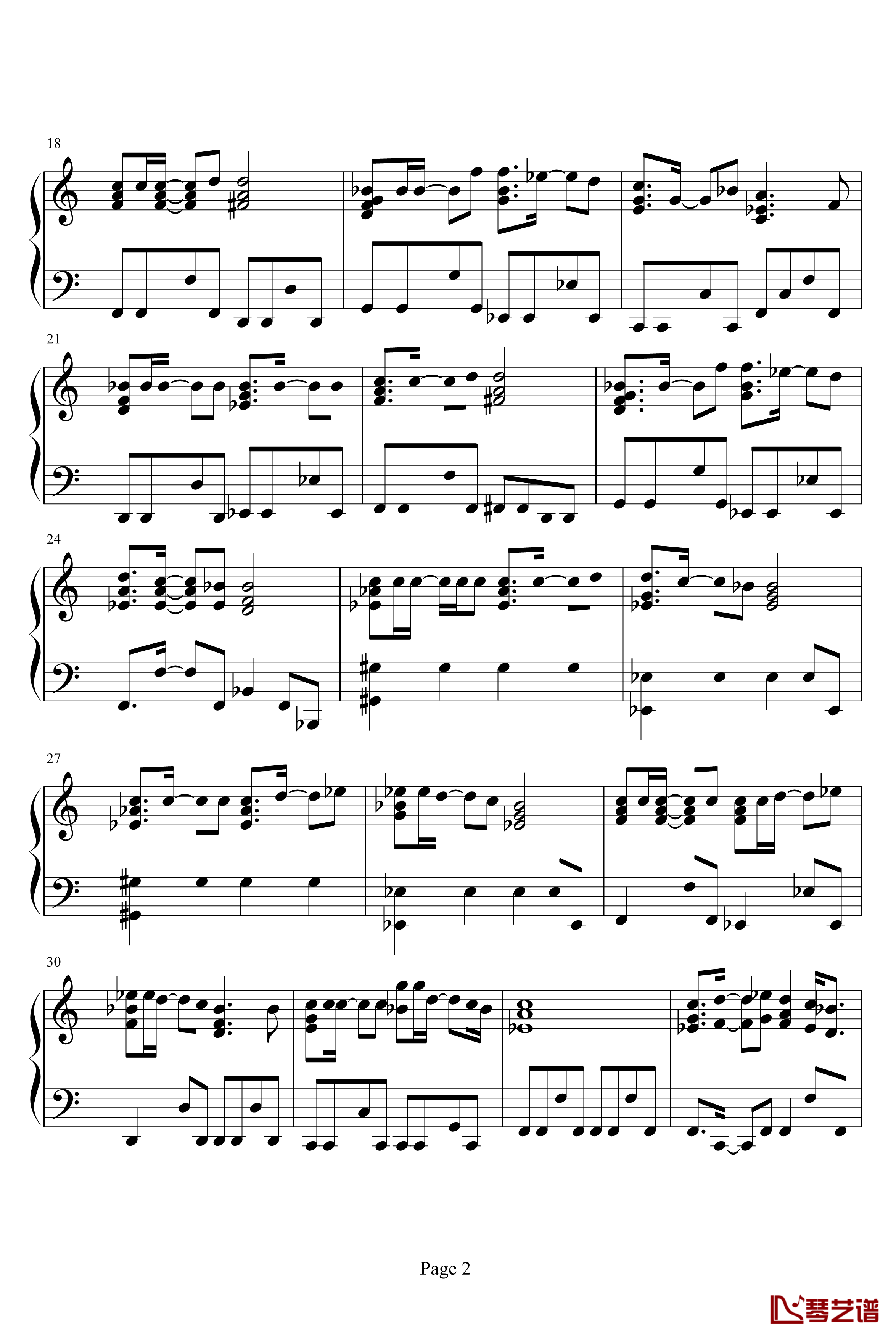 世界上唯一的花钢琴谱-钢琴版-女子十二乐坊2