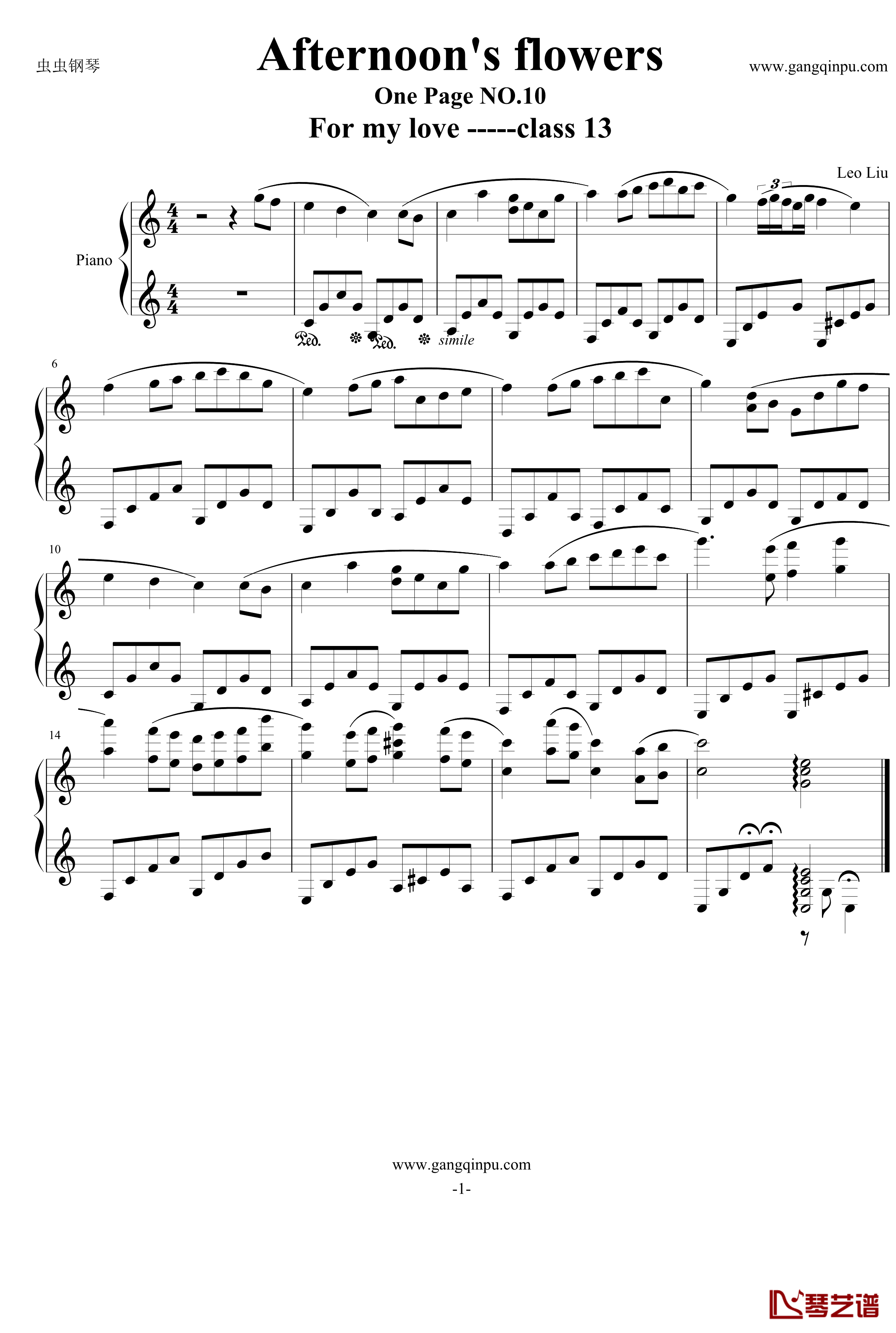 一页曲10钢琴谱-午后的芬芳-灵动无痕1