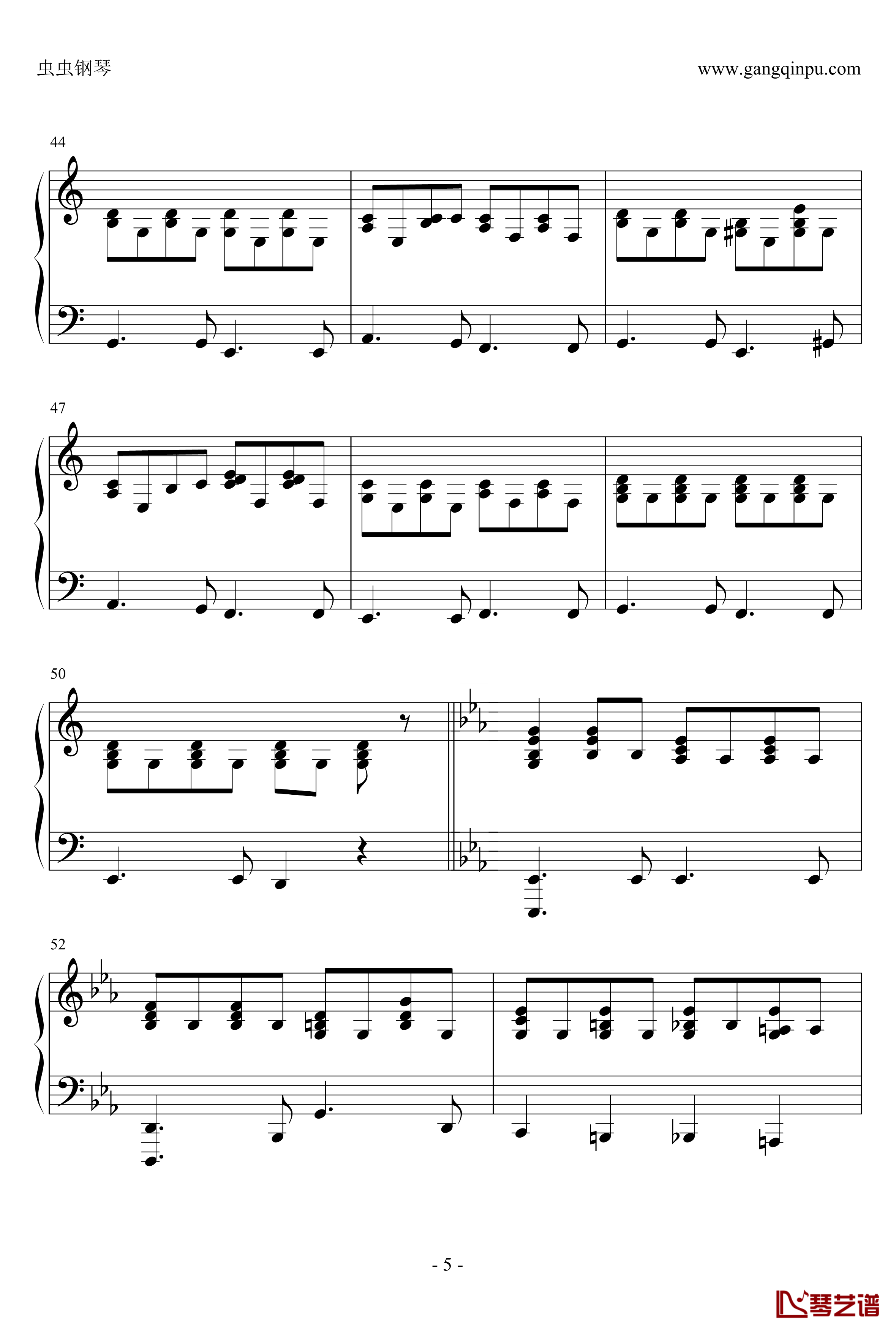 石榴石钢琴谱-《穿越时空的少女》主题曲伴奏-奥华子5
