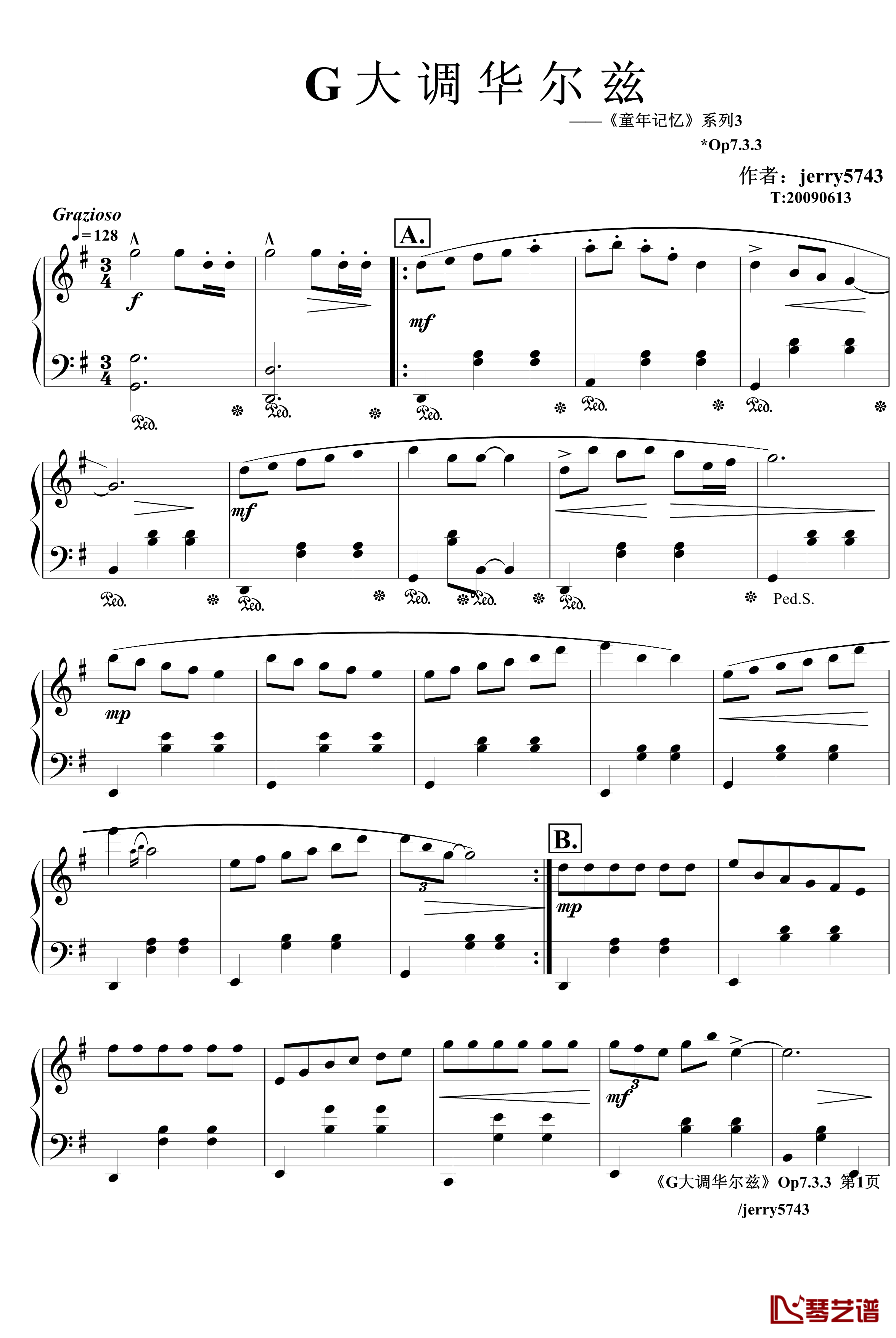 G大调华尔兹Op7.3.3钢琴谱-jerry57431