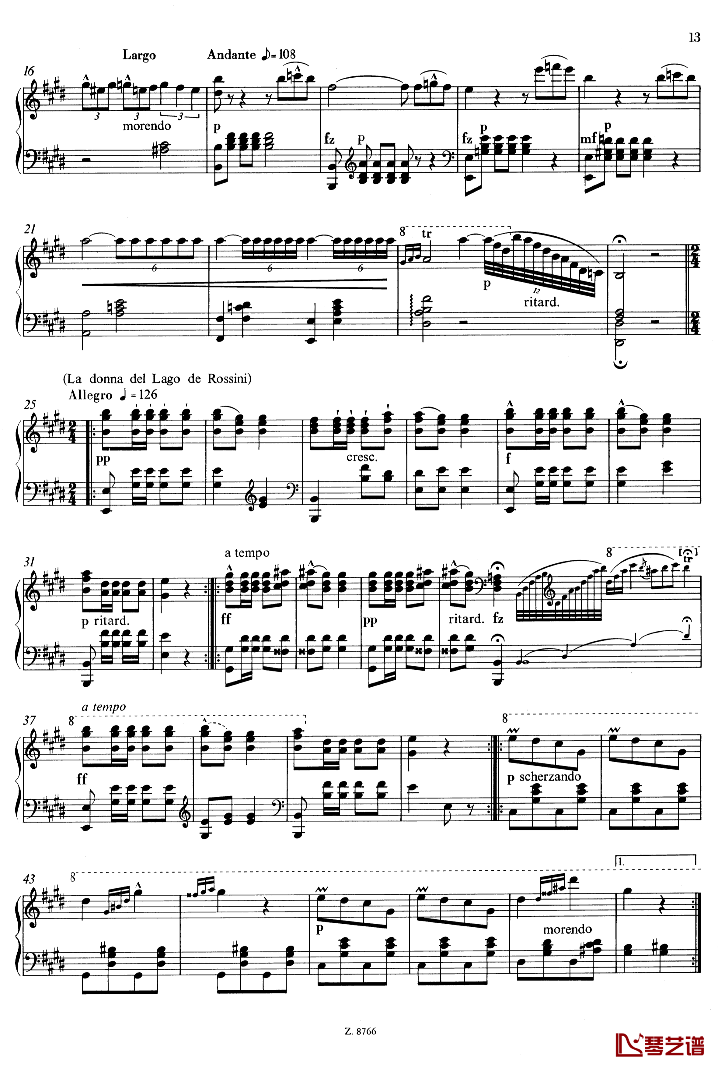罗西尼主题华丽即兴曲钢琴谱-S.150-李斯特2