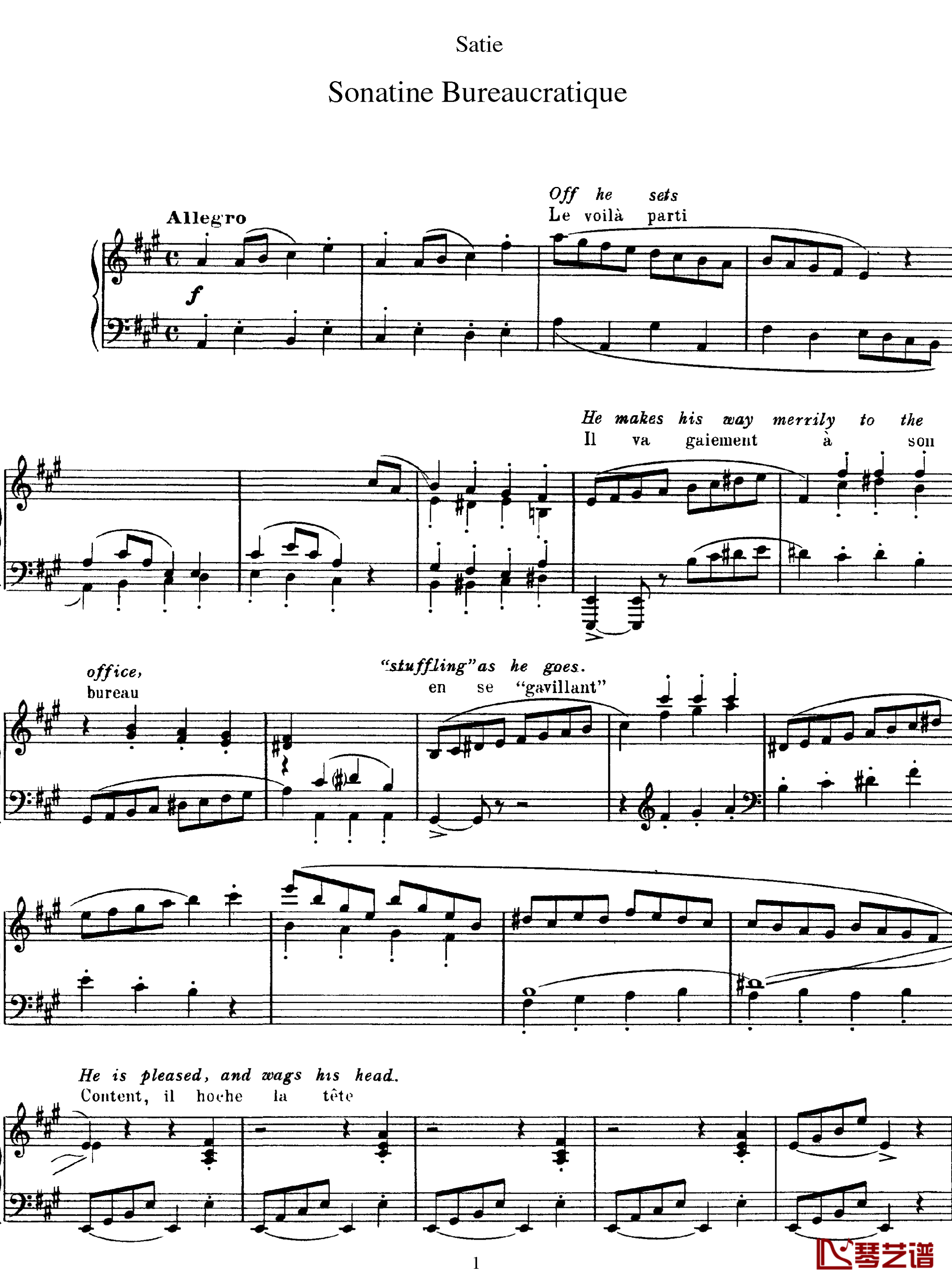 官僚小奏鸣曲钢琴谱-沙拉萨蒂1