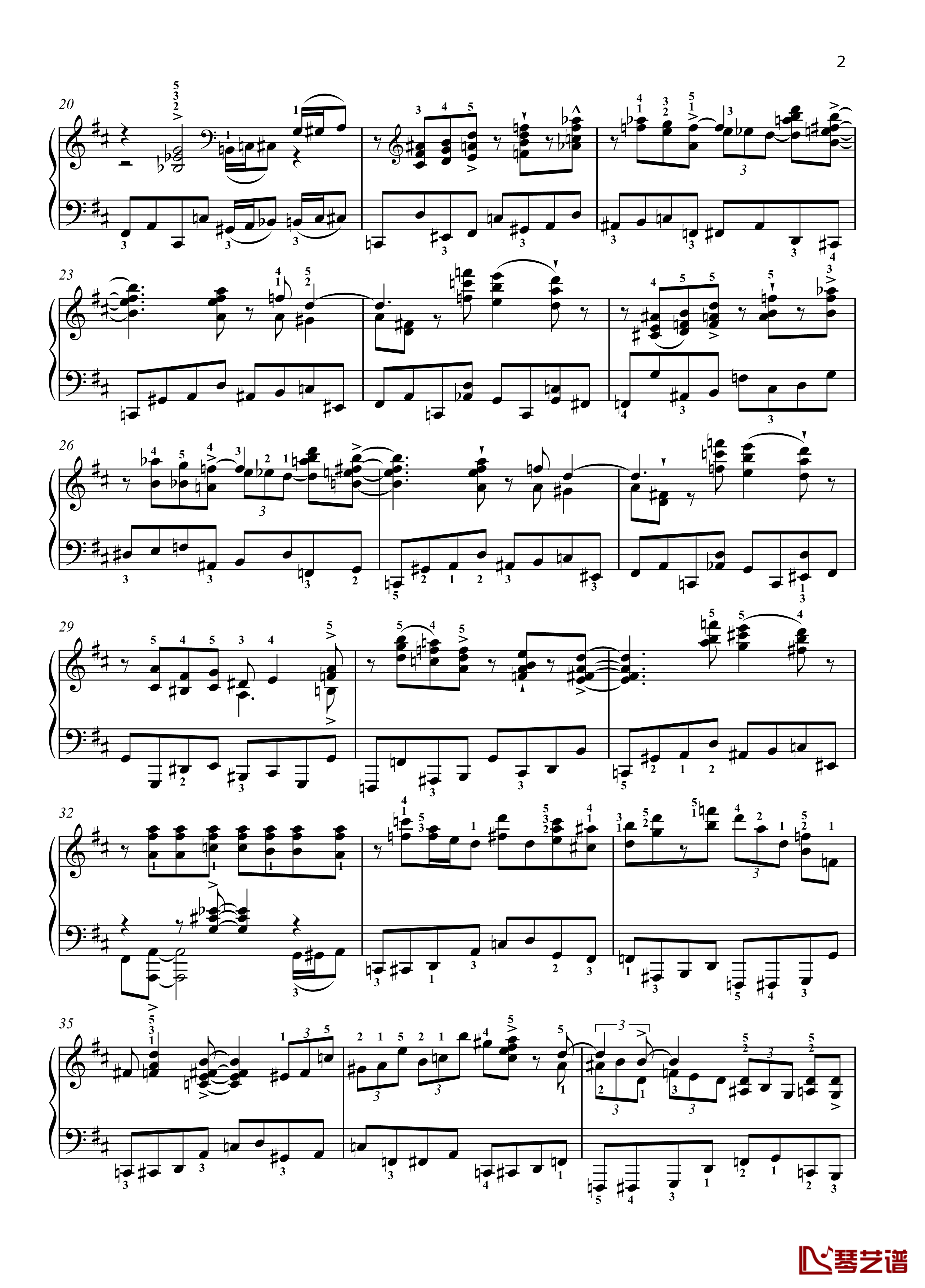 Eight Concert ?tudes Op 40 - No. 5. Shuitka钢琴谱- 八首音乐会练习曲 -爵士-尼古拉·凯帕斯汀-Nikolai Kapustin-带指法2