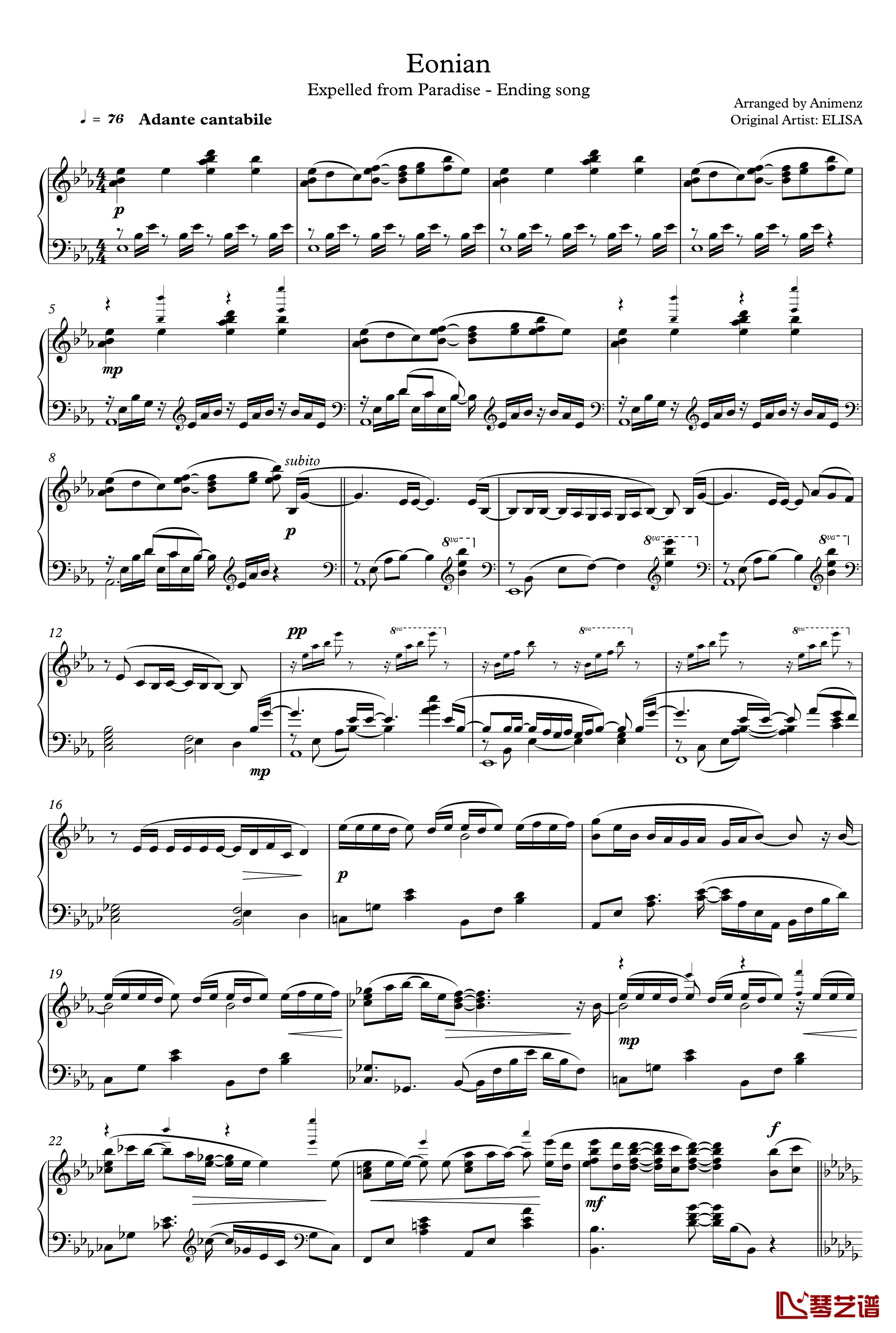 EONIAN钢琴谱-Animen1
