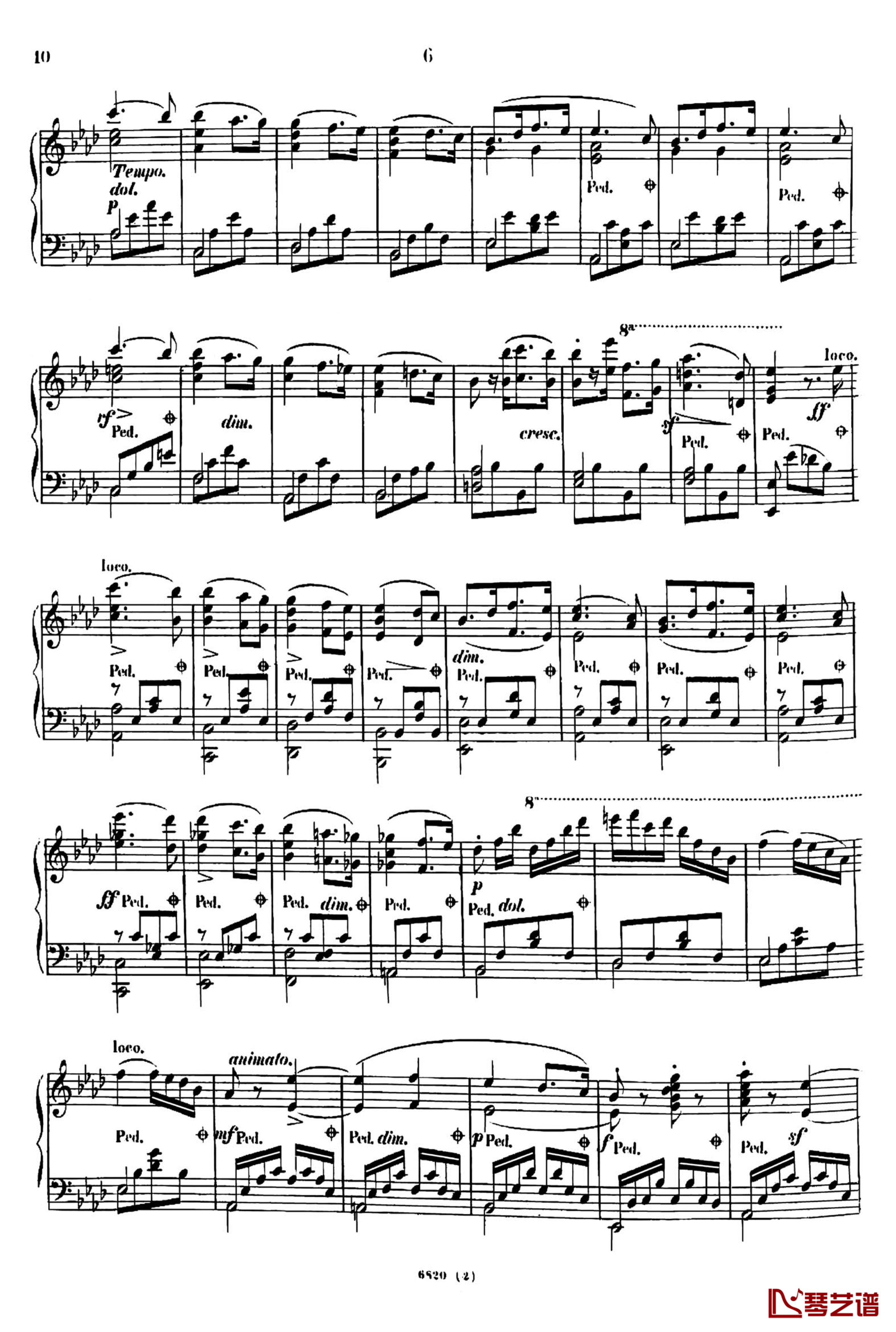 降A大调夜曲 心愿 Op.604  No.2钢琴谱-车尔尼-Czerny6