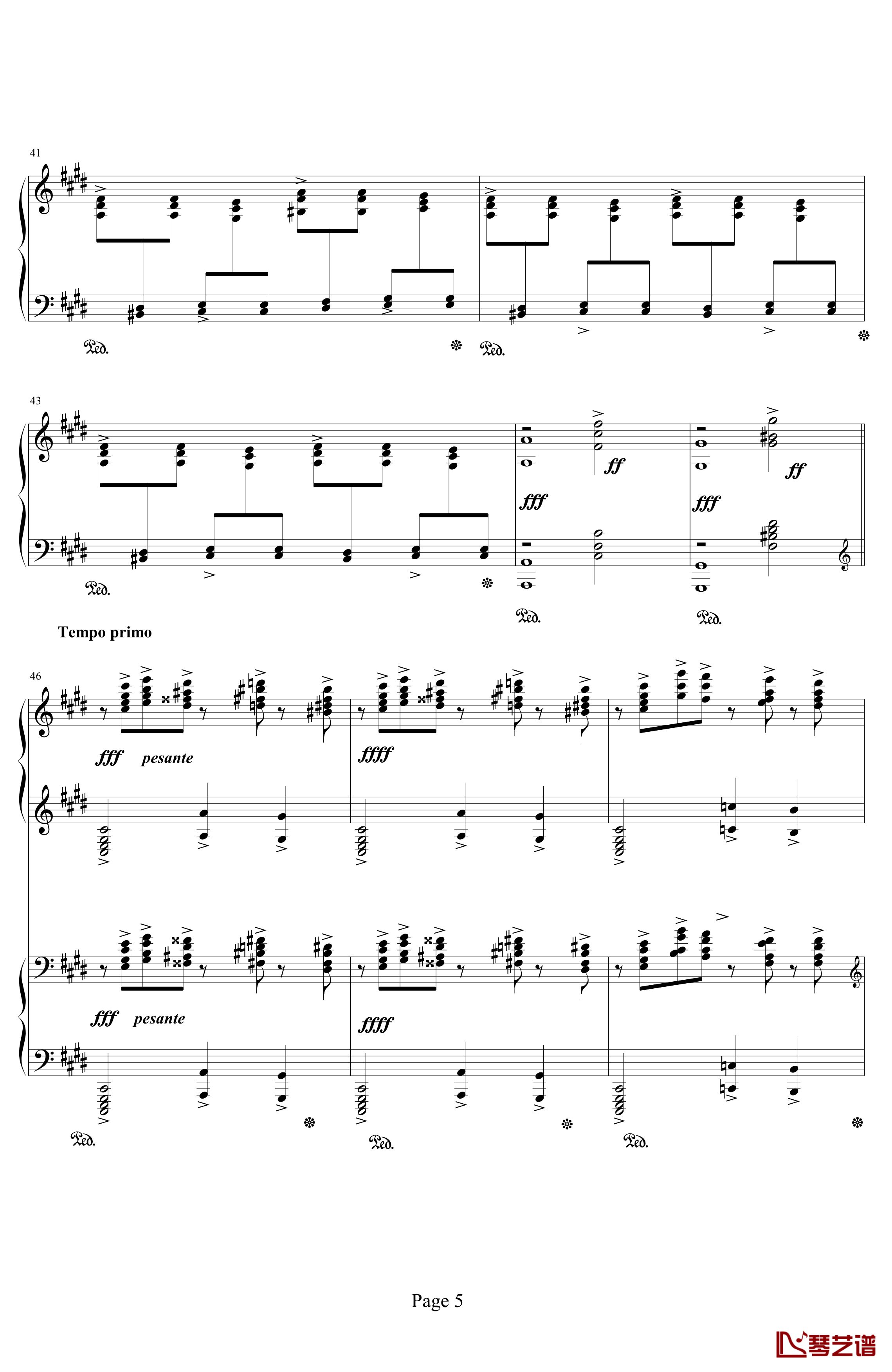 c小调前奏曲钢琴谱-拉赫马尼若夫5