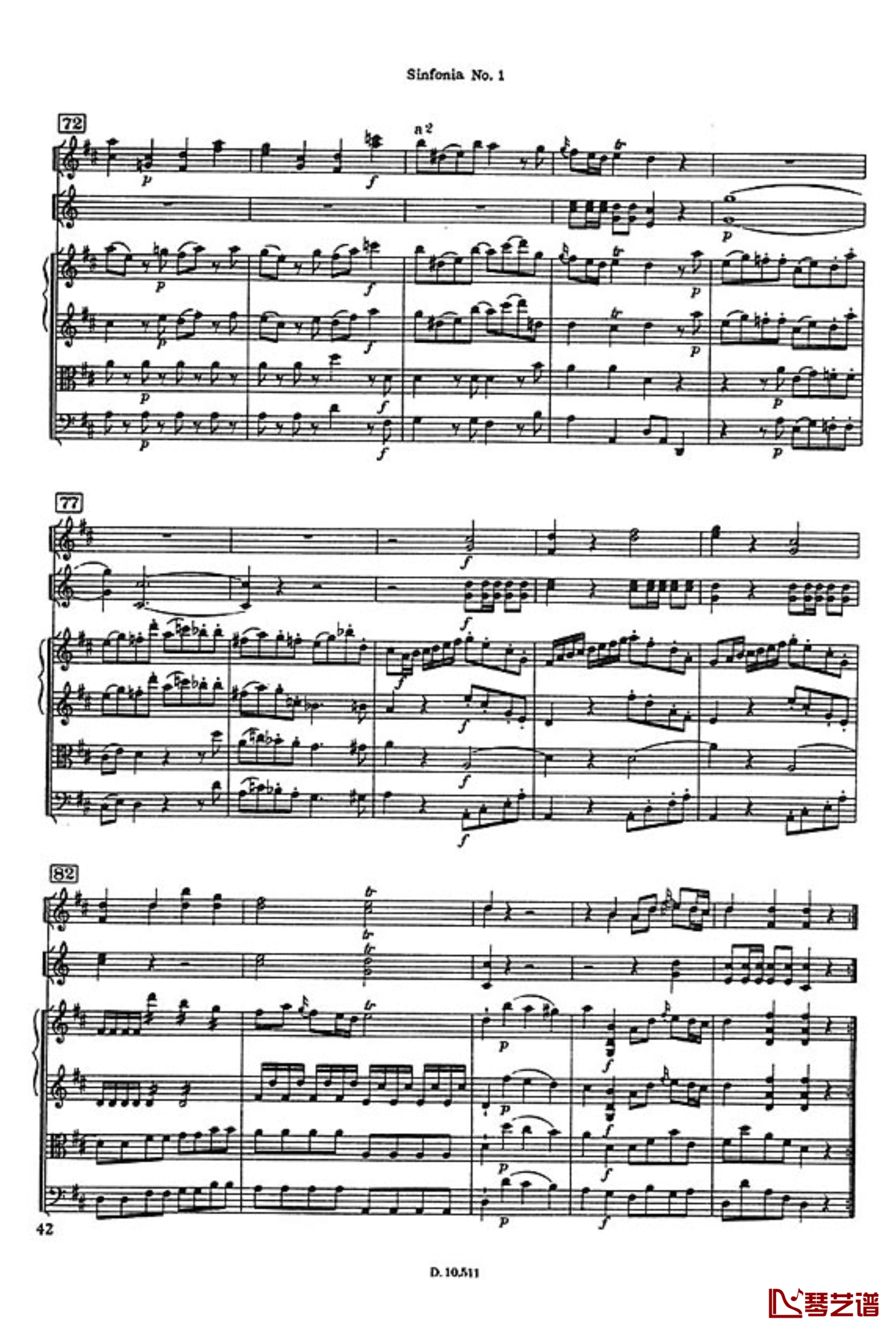 D大调第一交响曲钢琴谱-海顿8