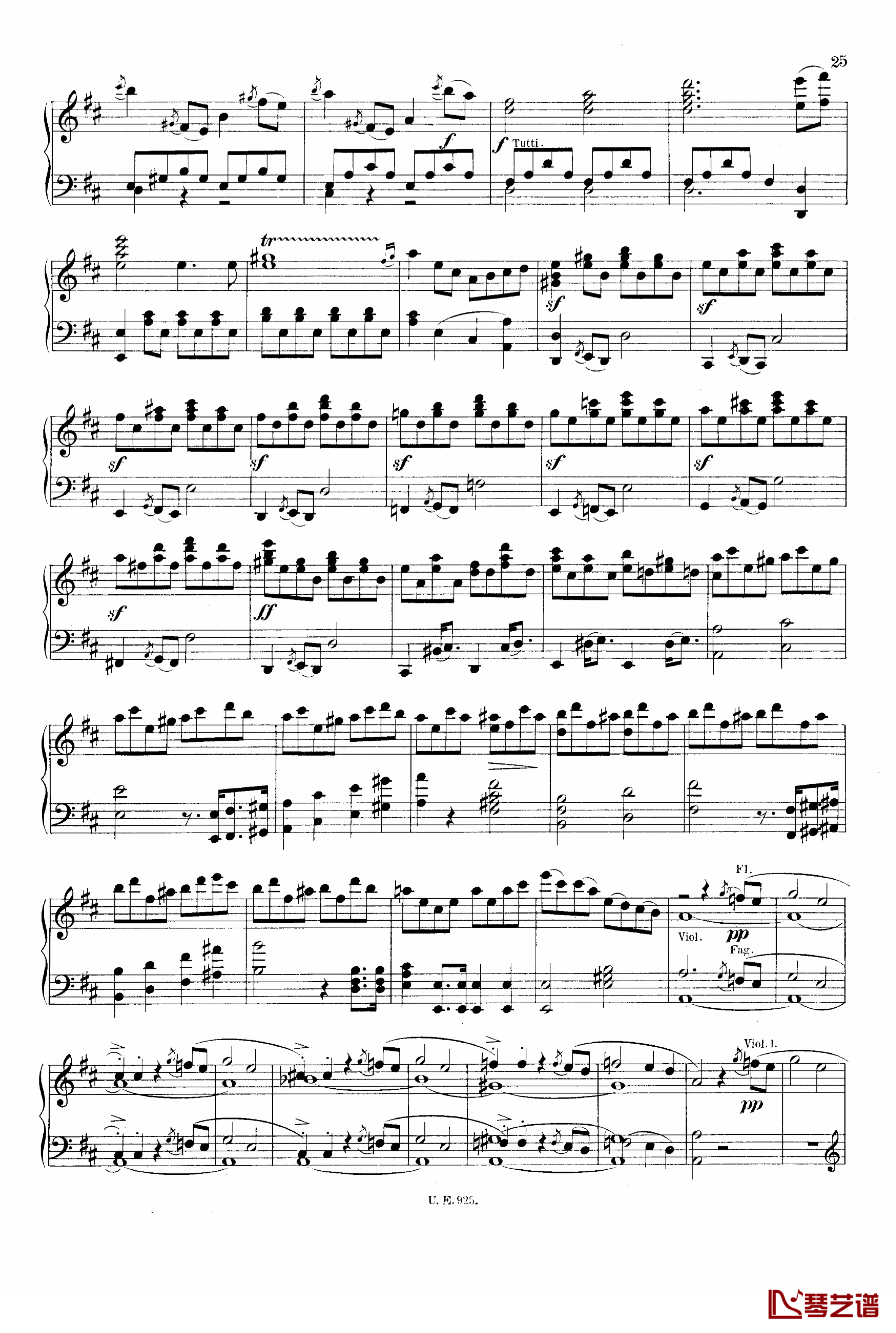 D大调第一交响曲 D.82钢琴谱-舒伯特25