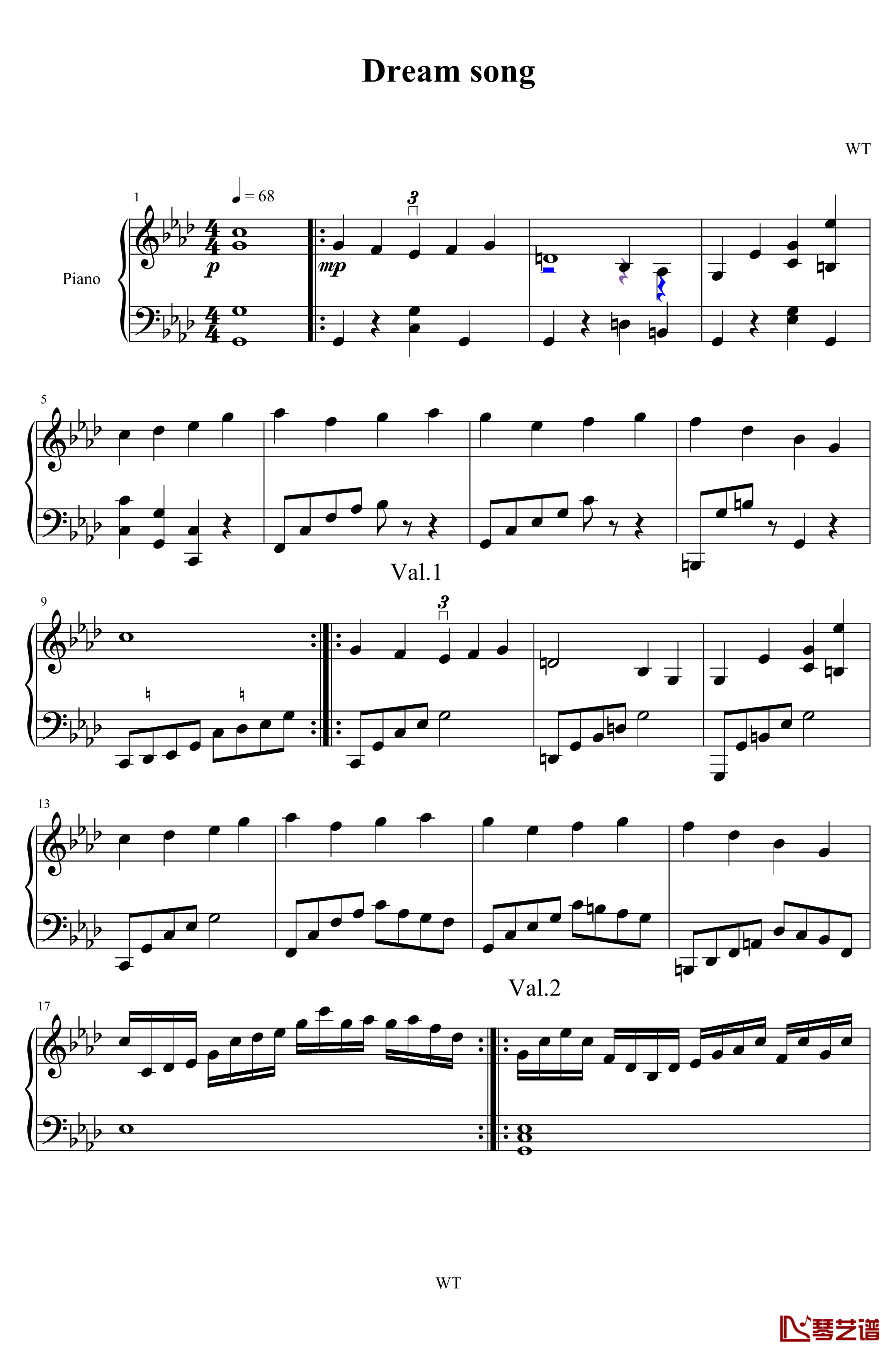 梦幻曲钢琴谱-原创-hrmc1