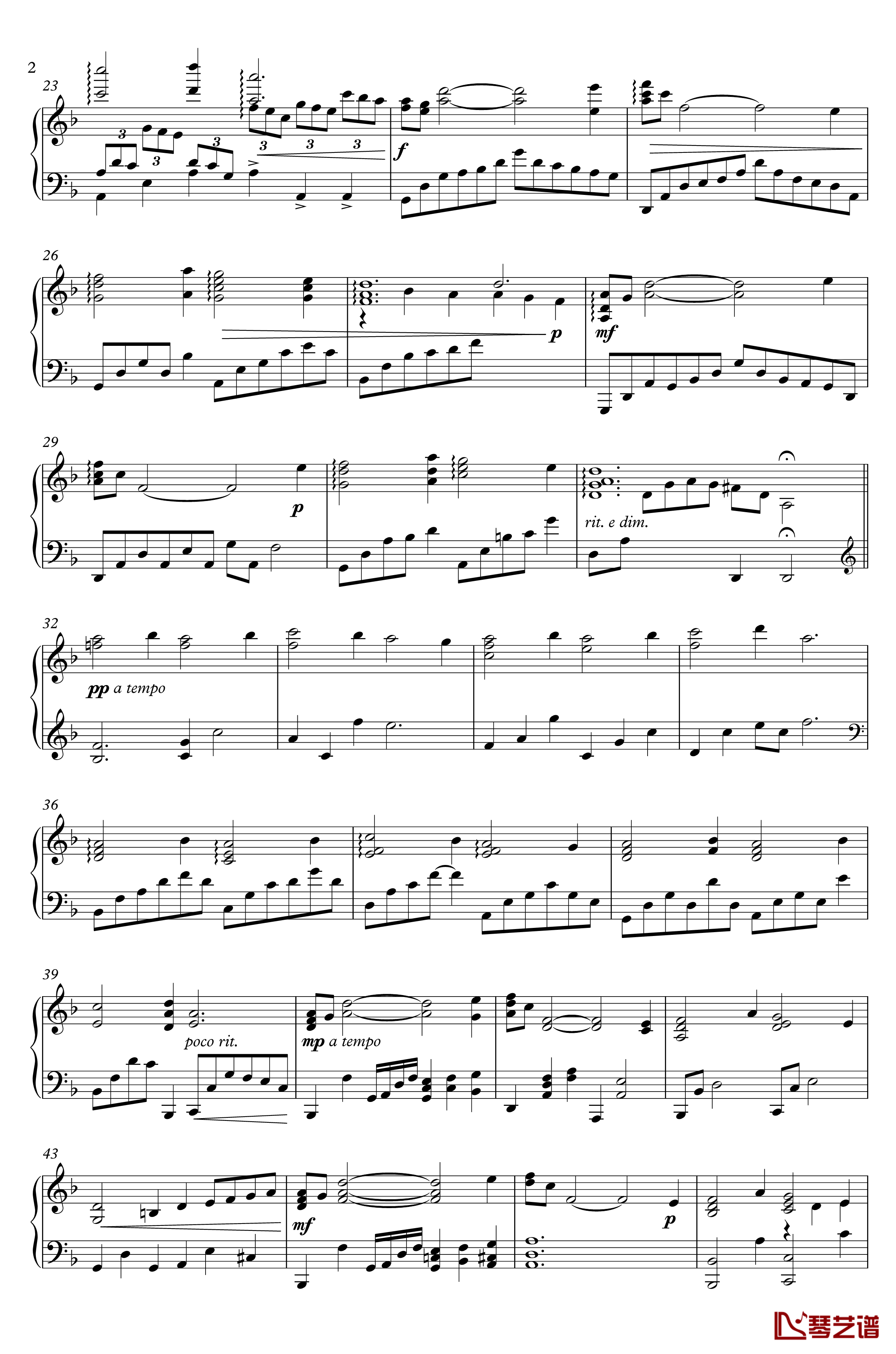 彩られし夜空 钢琴谱-～高地ドラヴァニア：夜～-FF14-最终幻想2