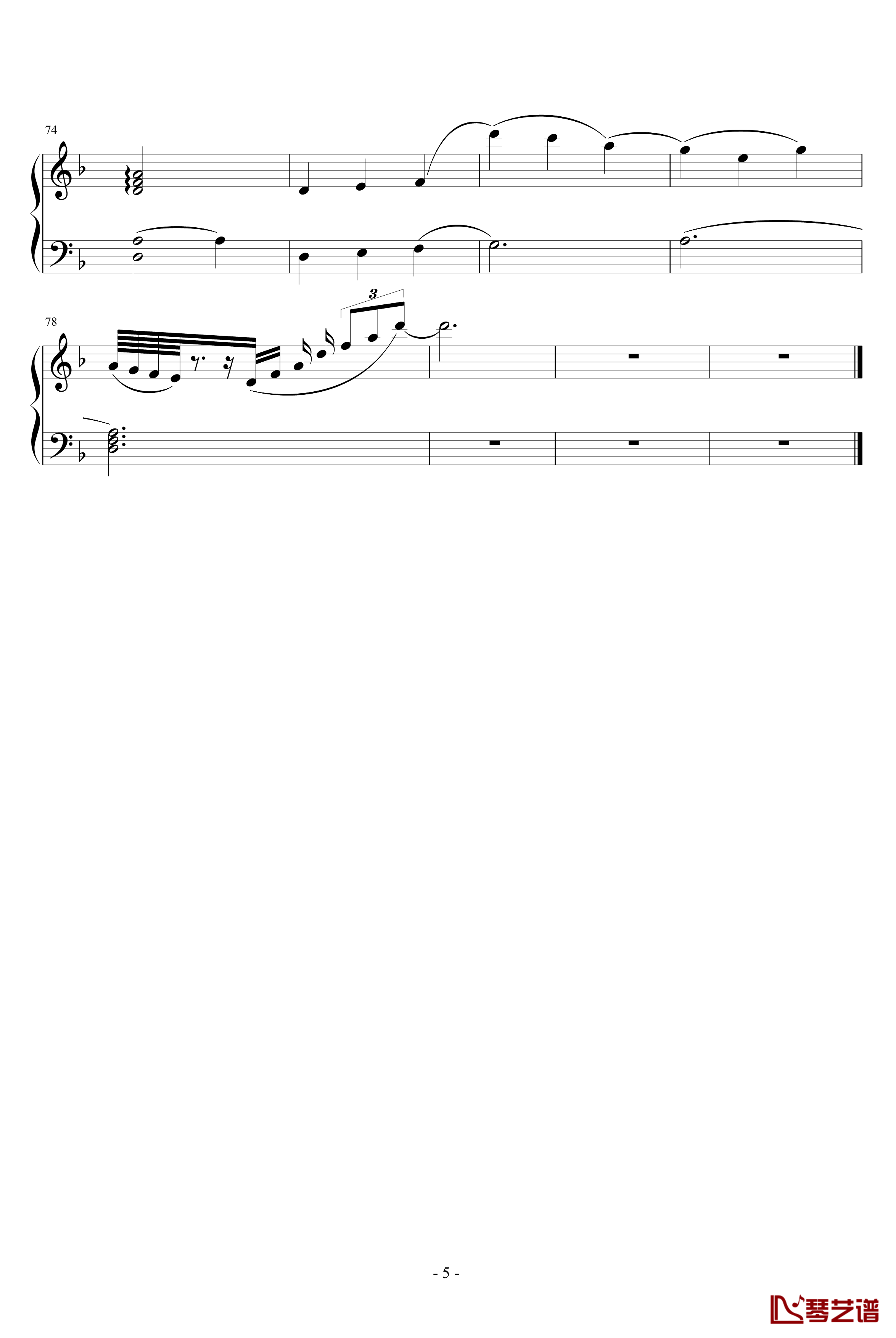 潘多拉之心插曲蕾西钢琴谱-简化钢琴版-影视5