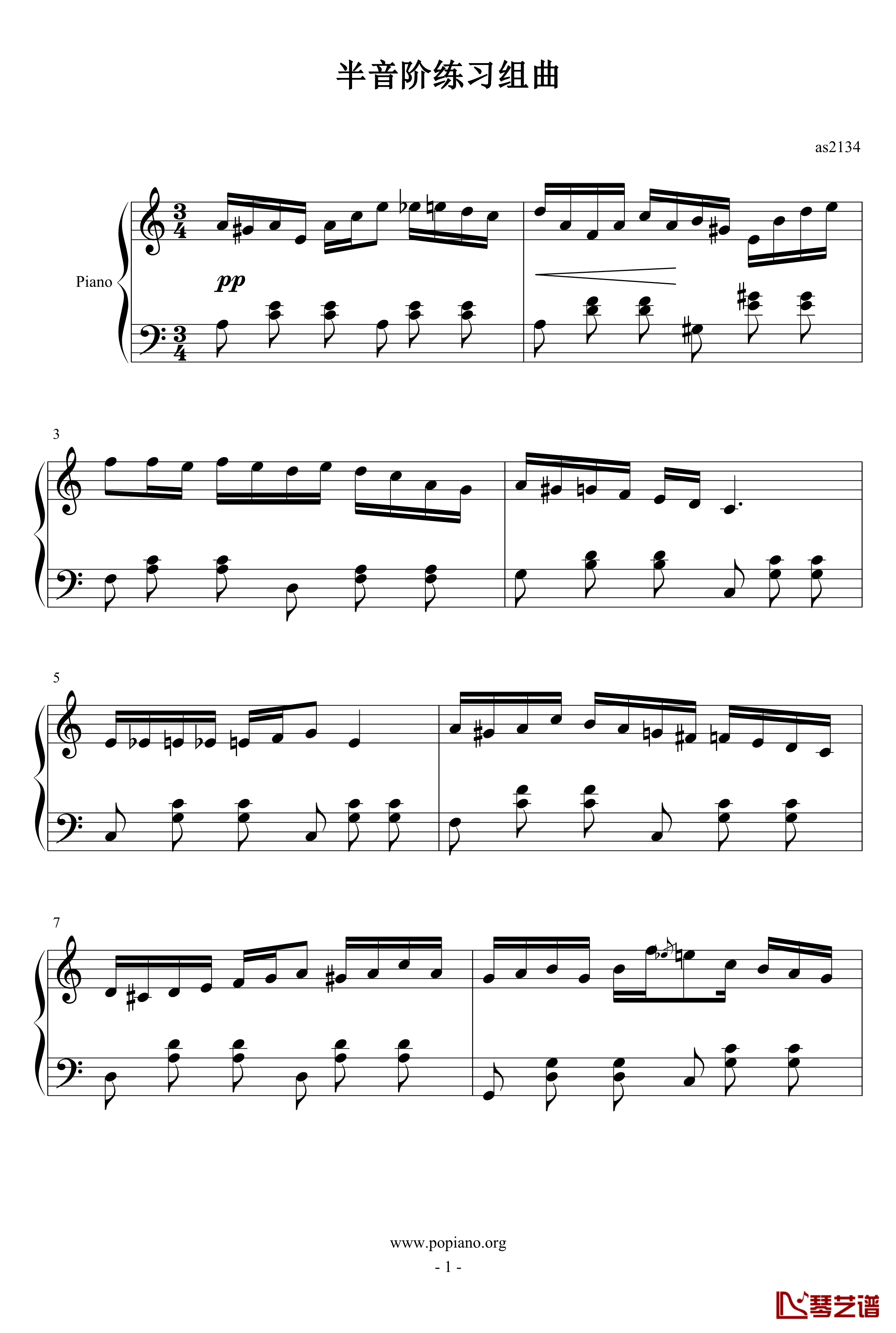 半音阶练习组曲钢琴谱-as21341