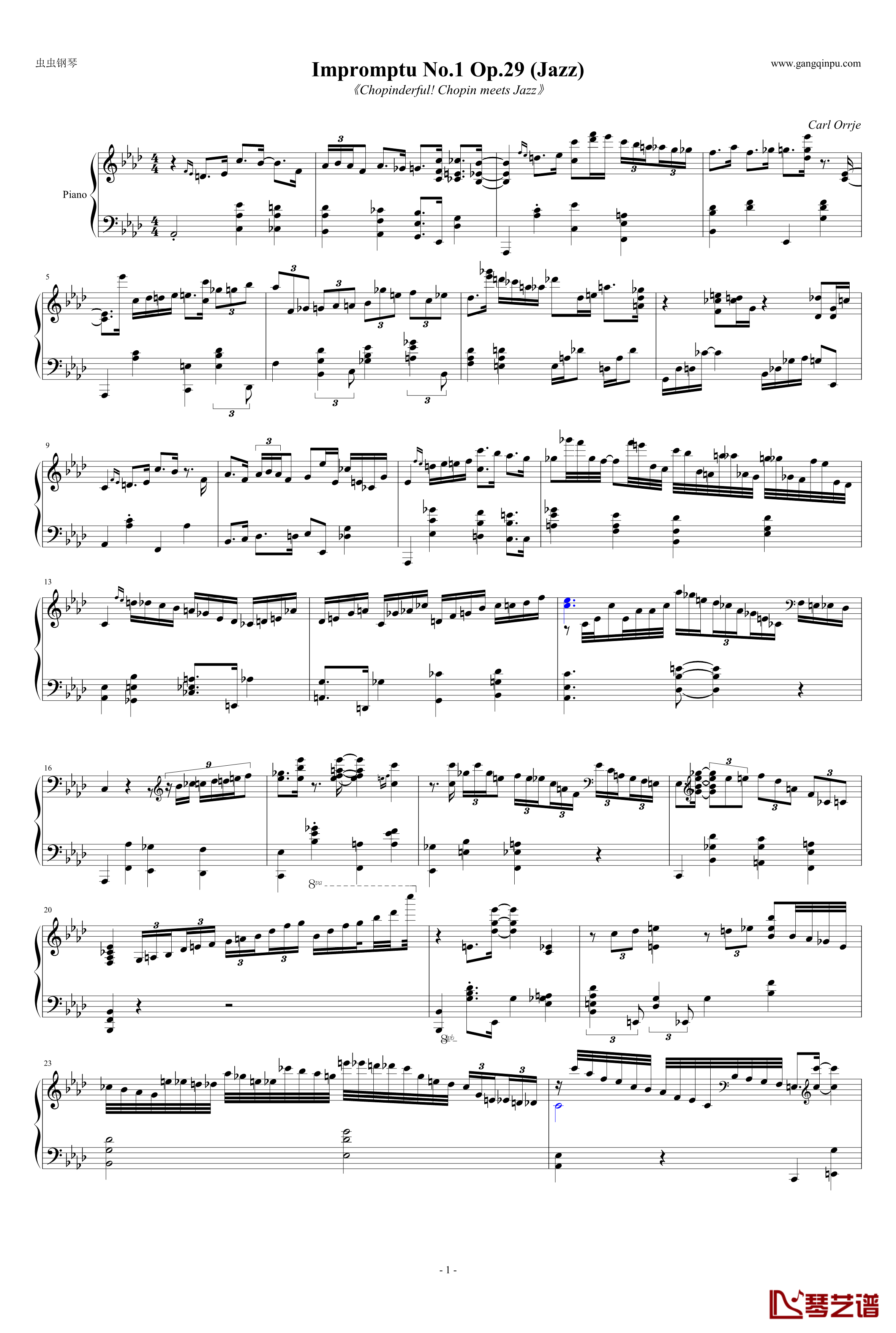 Jazz Chopin Impromptu Op.29钢琴谱-独奏-Carl Orrje1