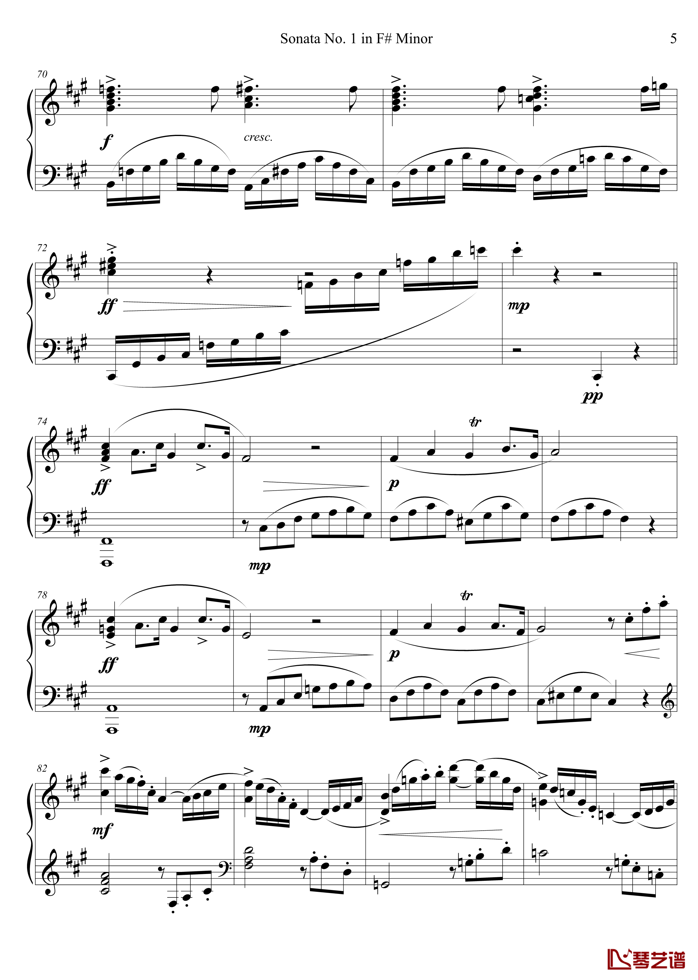 钢琴奏鸣曲No. 1钢琴谱 第一乐章-千古留名5