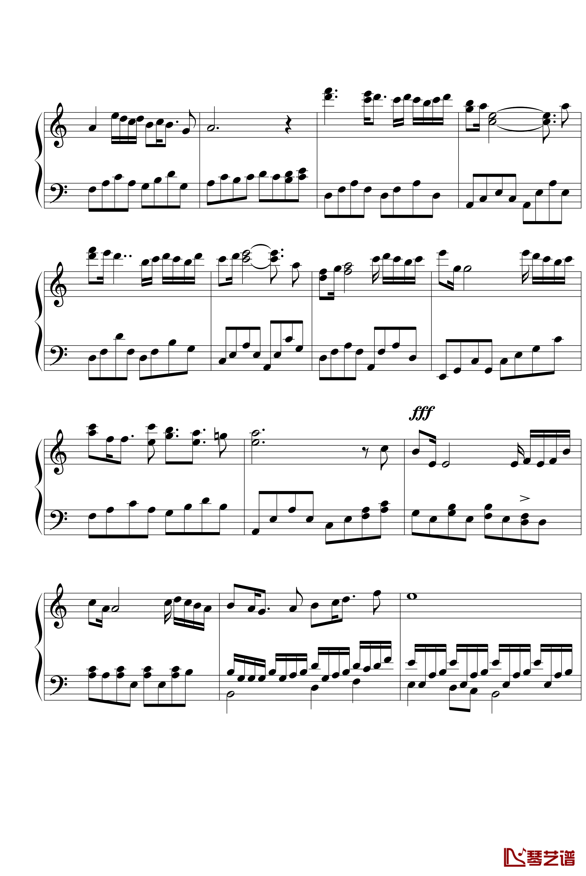 往逝钢琴谱-野变奏2