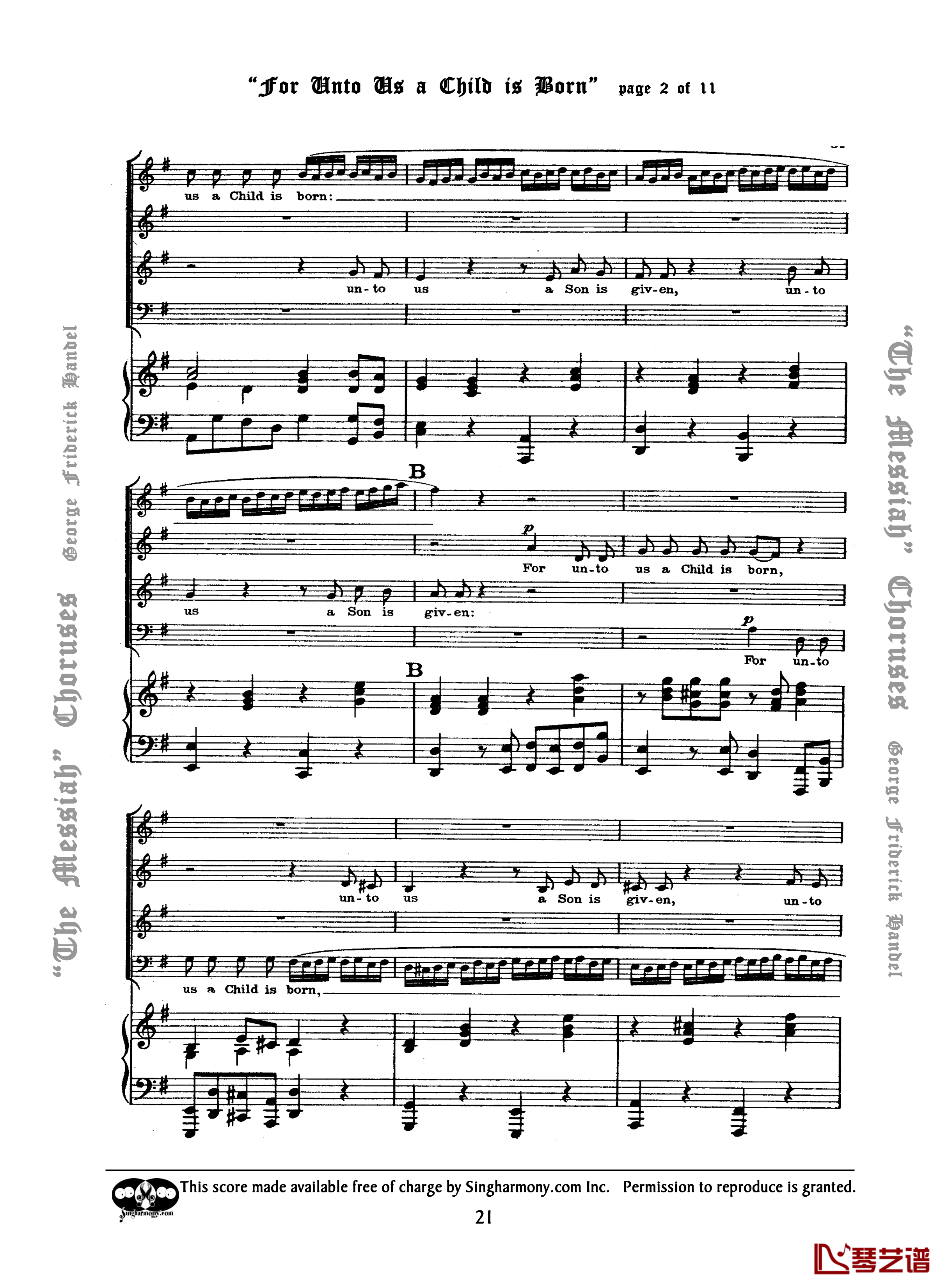 For unto us a Child is born钢琴谱-Handel2