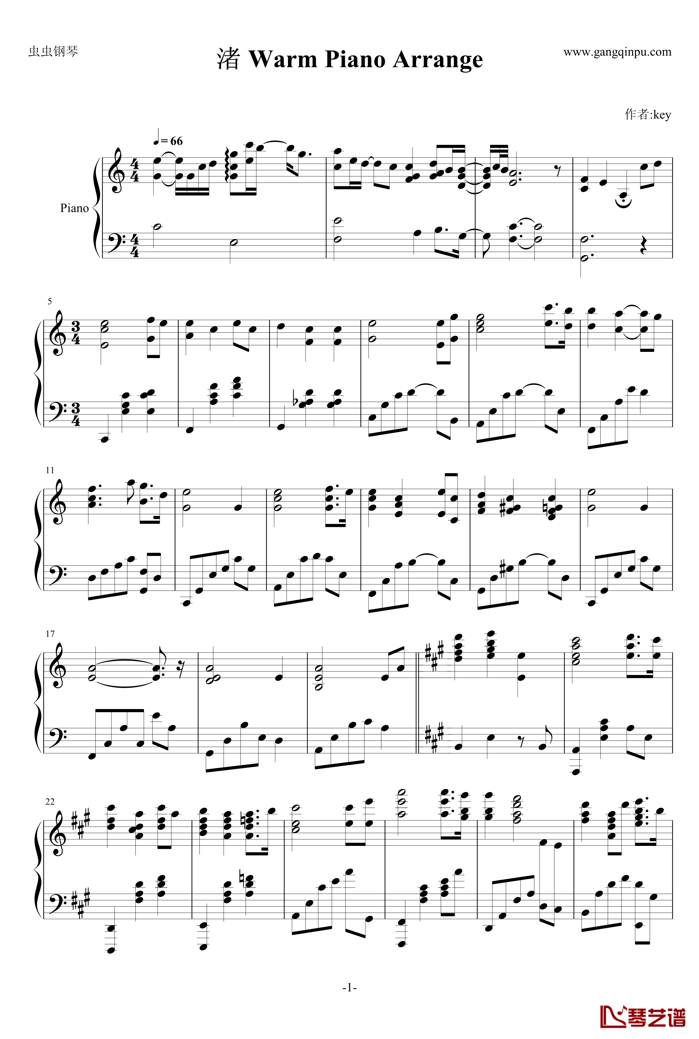 渚Warm Piano Arrange钢琴谱-Clannad1