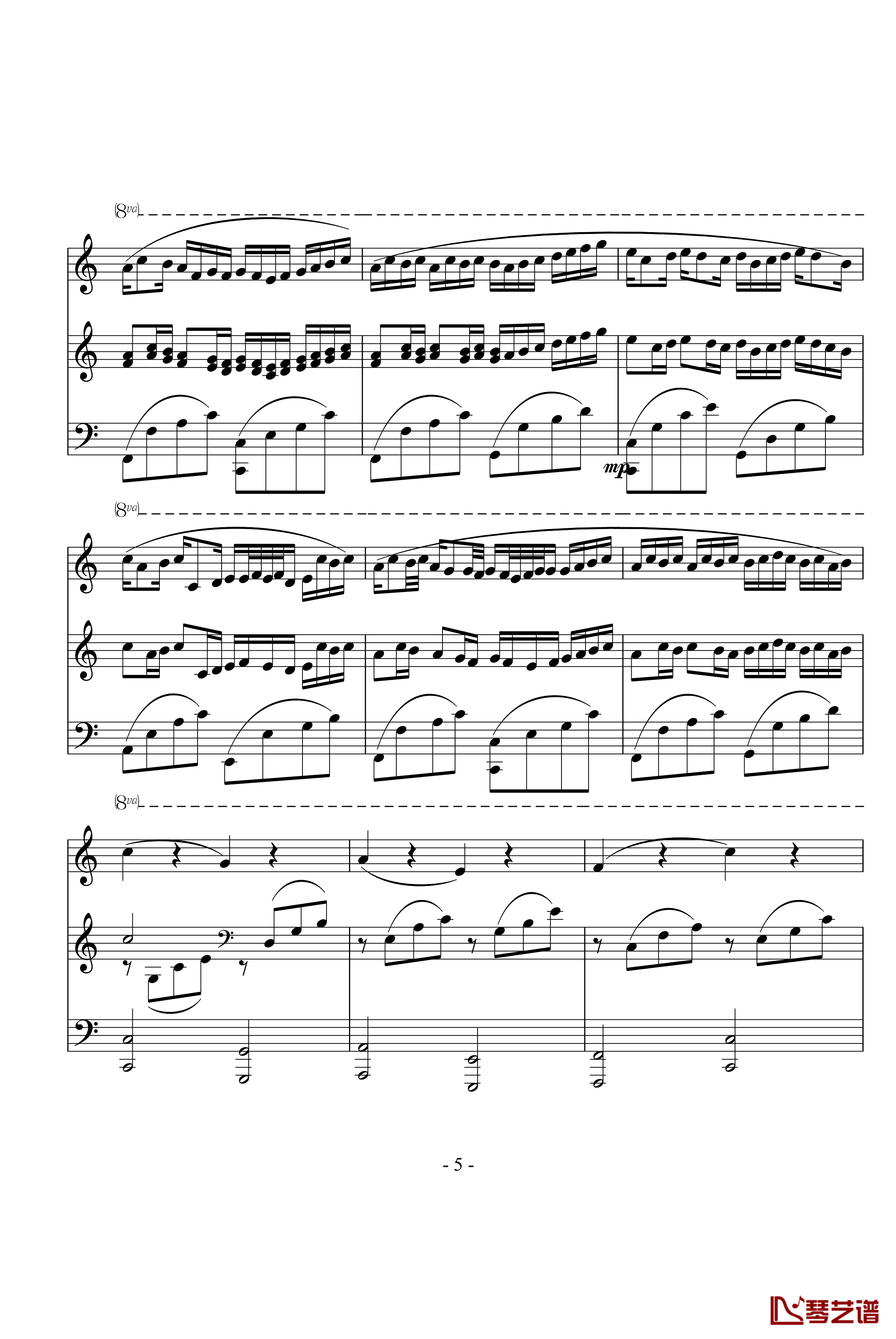 卡农钢琴谱-三手-帕赫贝尔-Pachelbel5