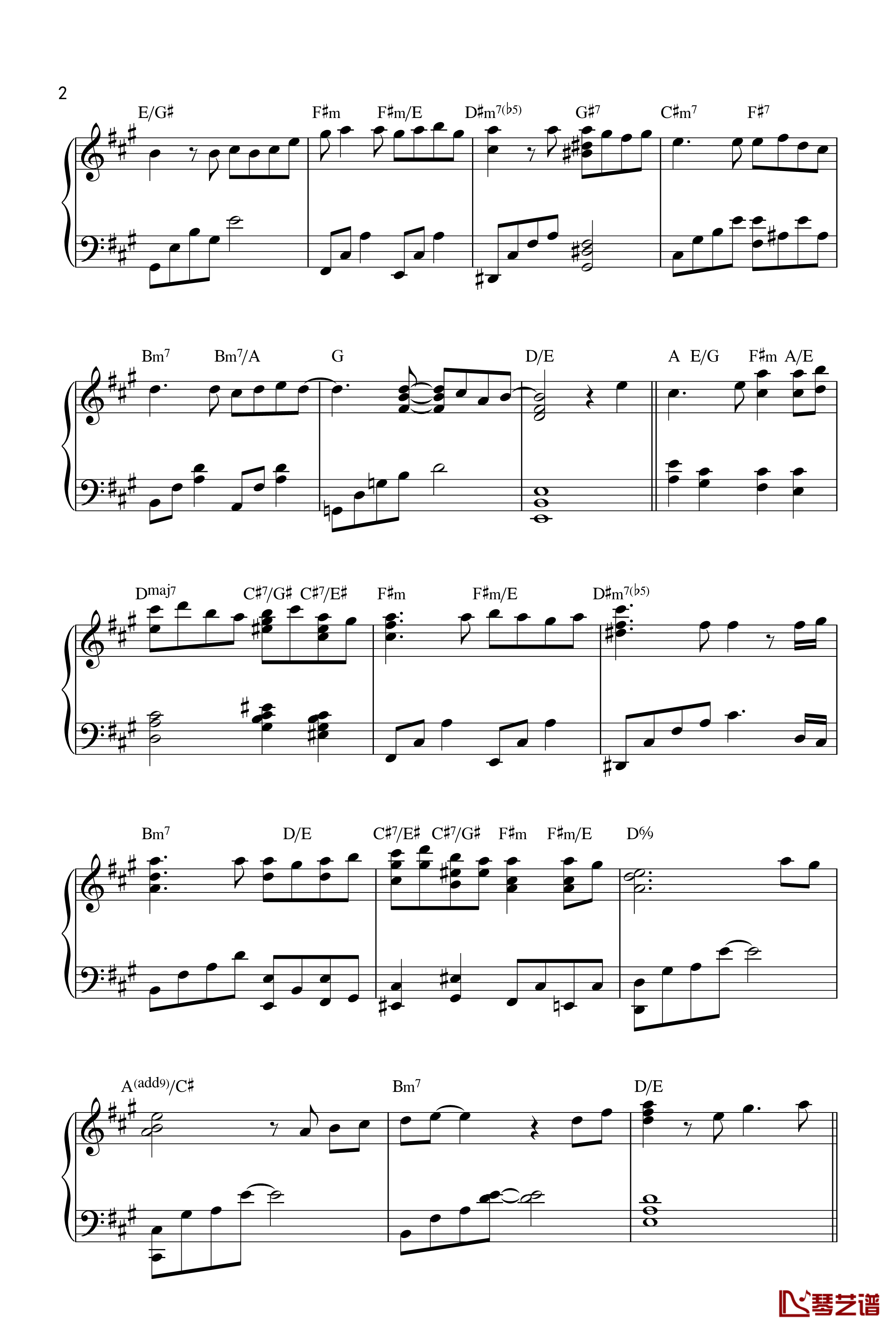 明日手纸钢琴谱-手嶌葵2