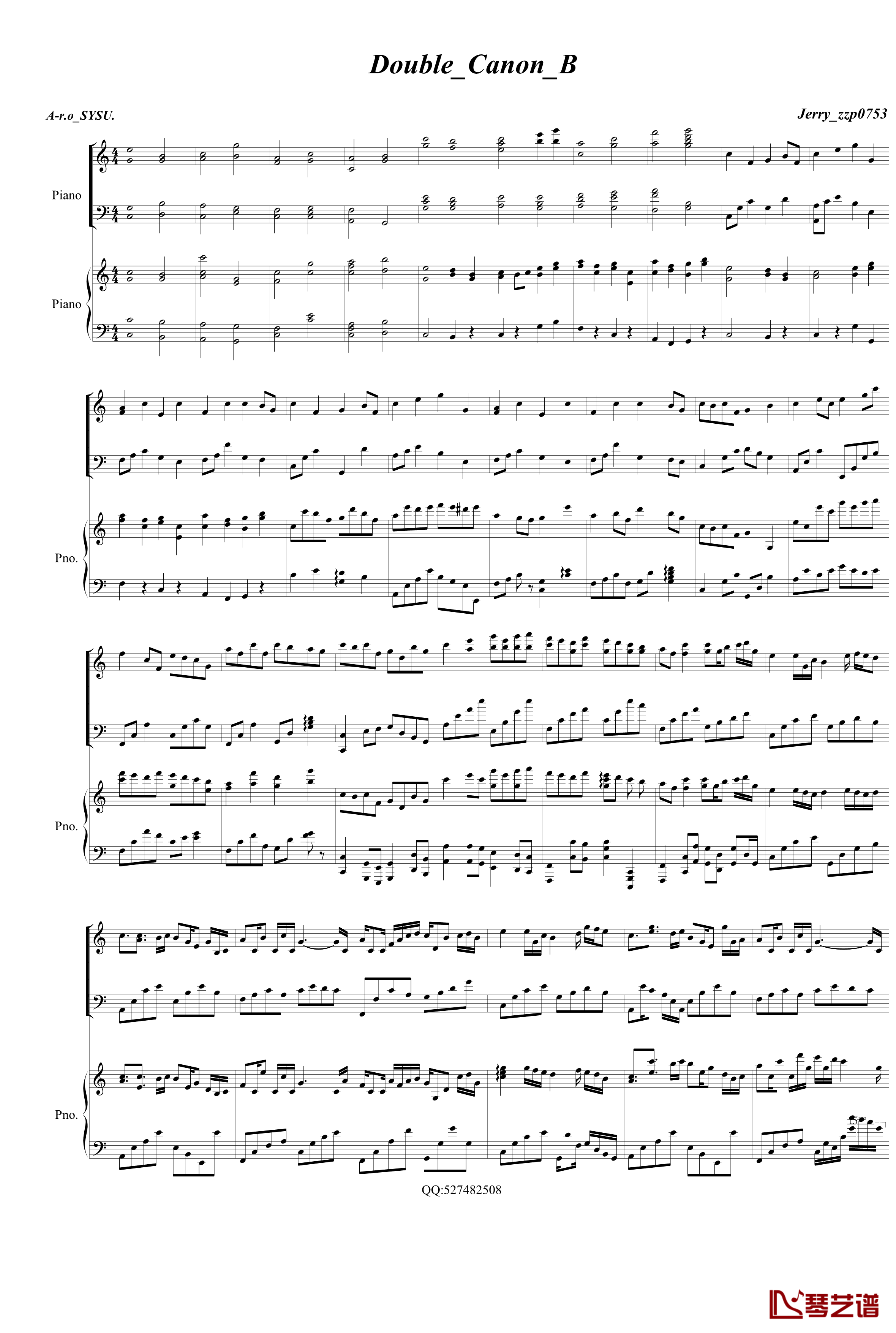 Double Canon in C钢琴谱-Johann Pachelbel1