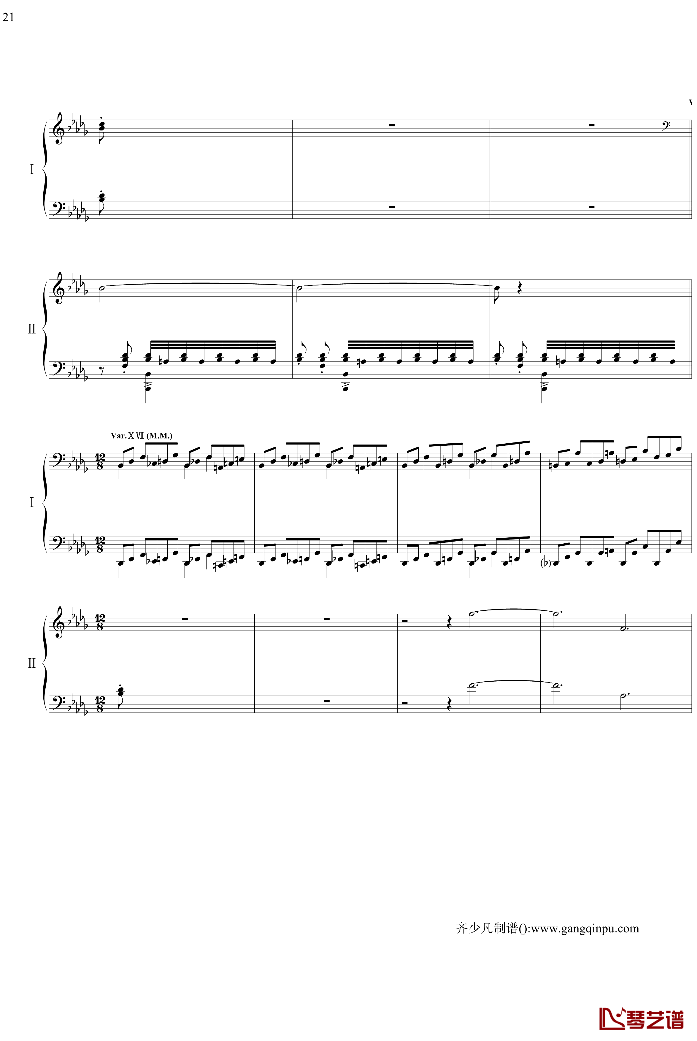 帕格尼尼主题狂想曲钢琴谱-11~18变奏-拉赫马尼若夫21