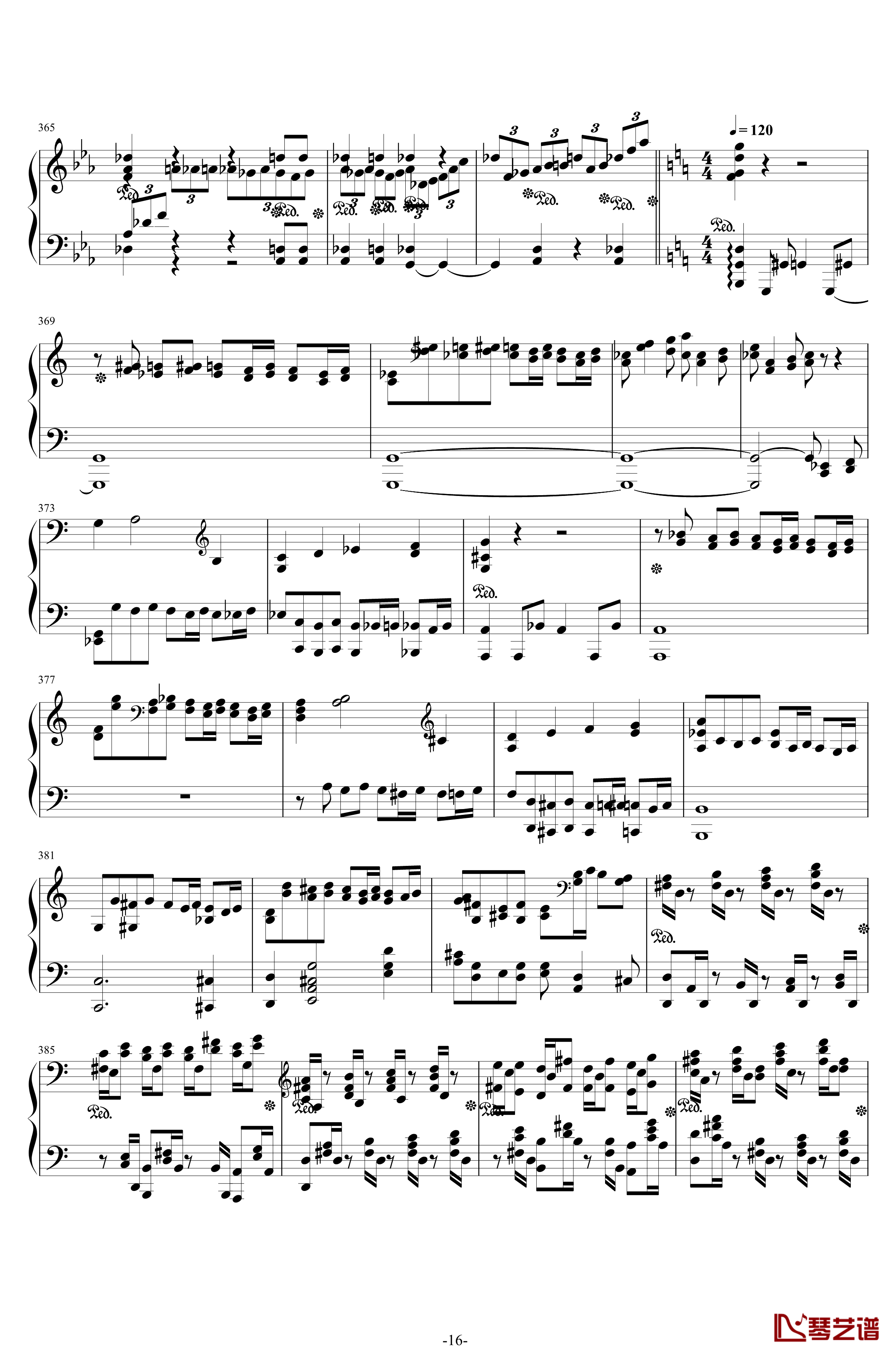 第二钢琴协奏曲钢琴谱--第三乐章独奏版-拉赫马尼若夫-c小调16