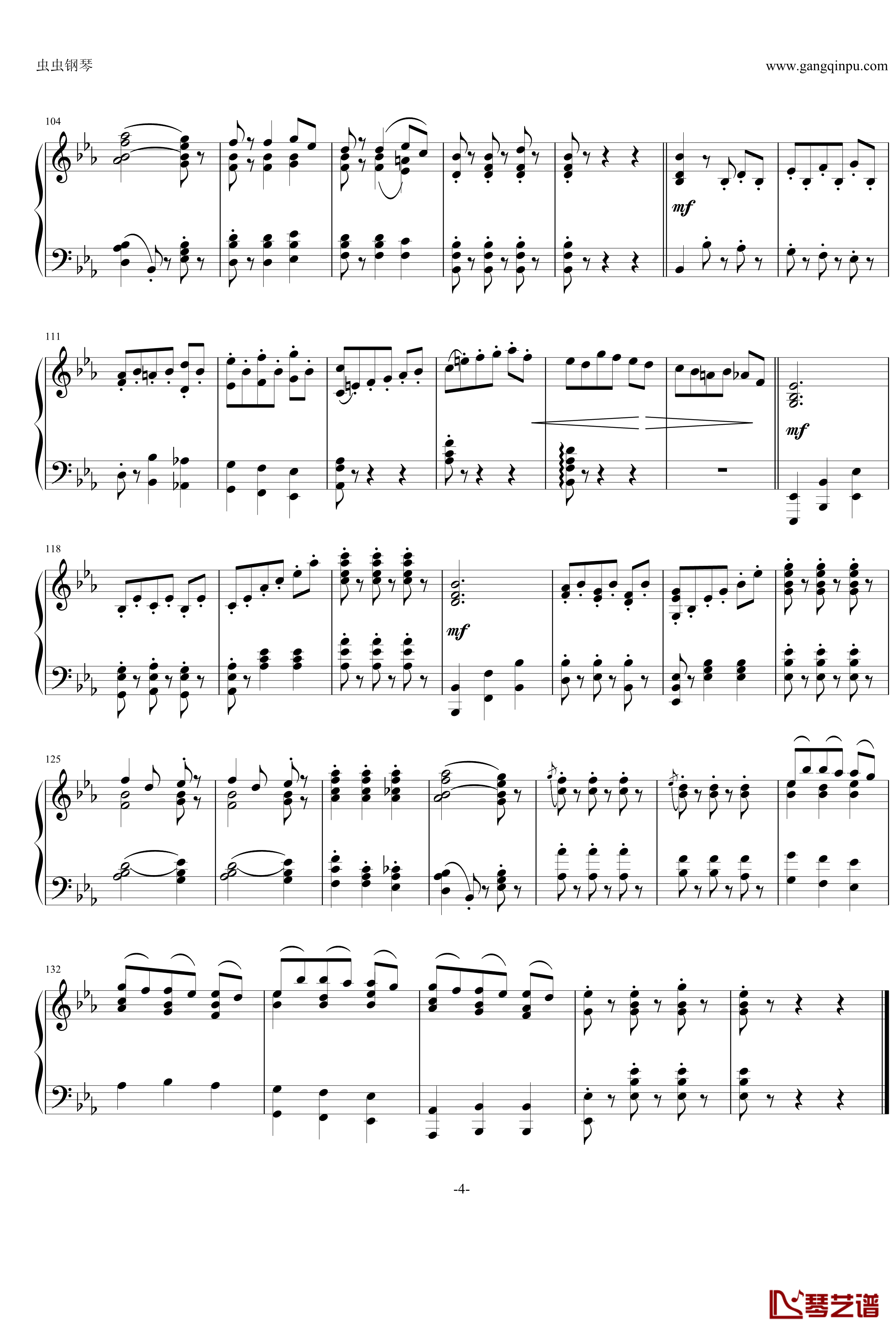 小步舞曲钢琴谱-莫扎特-降E大调交响曲4