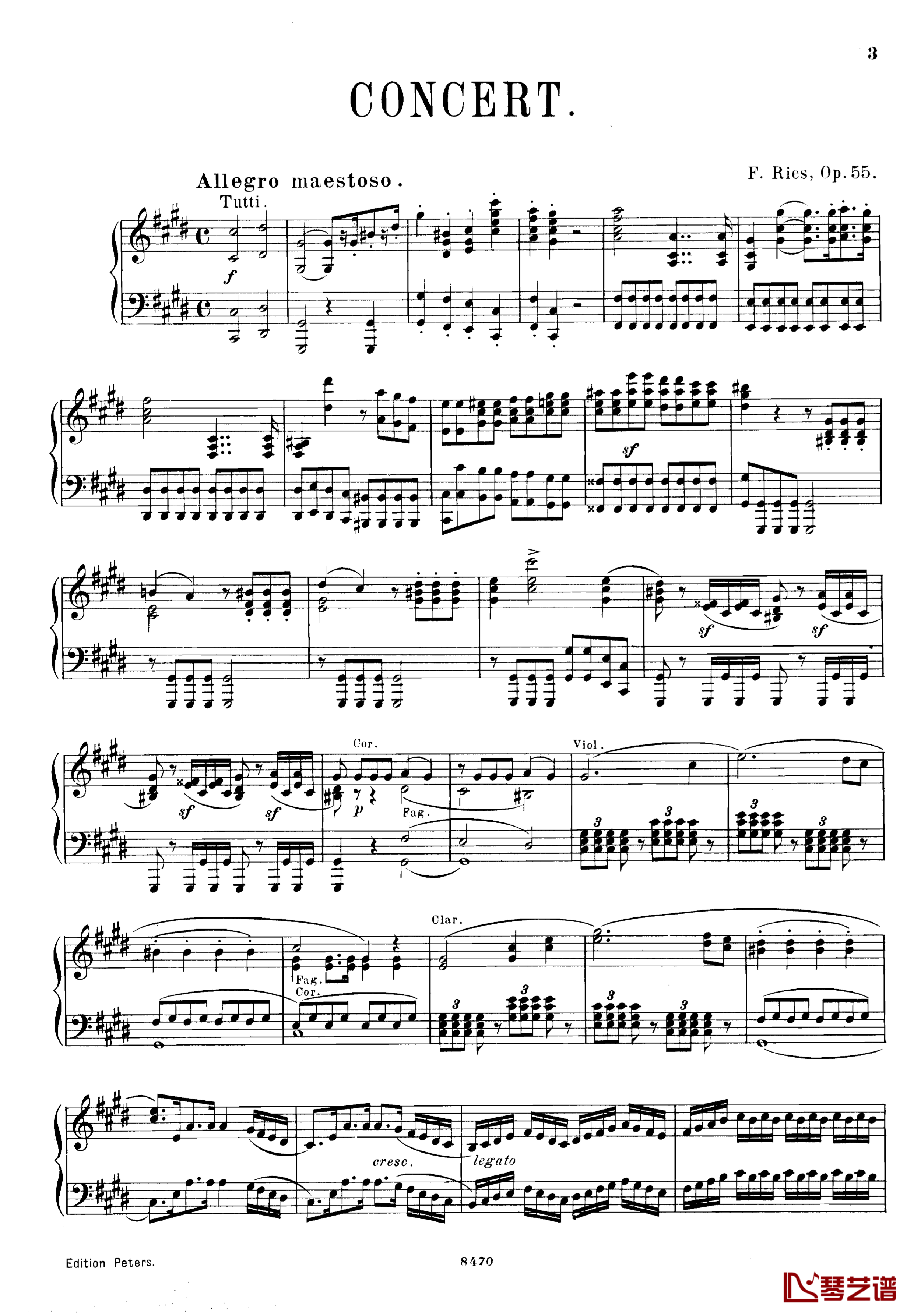 升c小调第三钢琴协奏曲Op.55钢琴谱-克里斯蒂安-里斯3