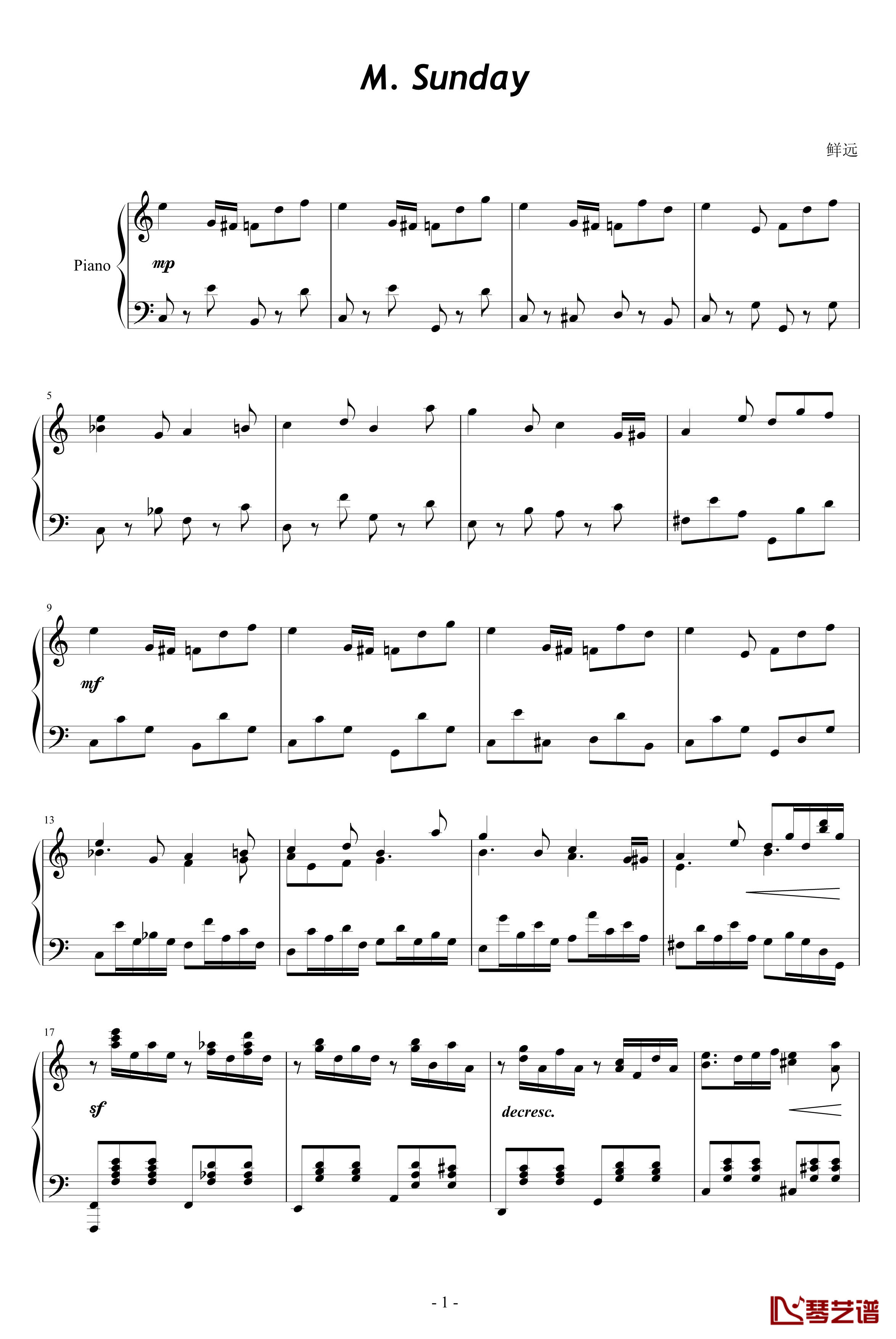 M.Sunday钢琴谱-乐侠1