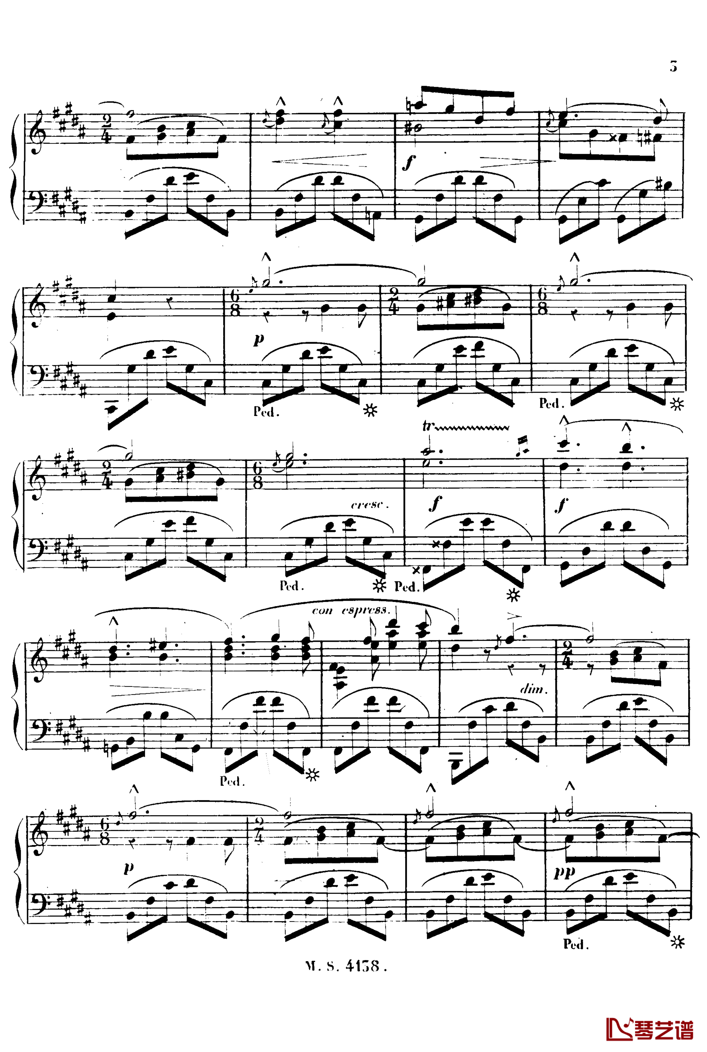 B大调夜曲 Op.51b钢琴谱-塔尔贝格4