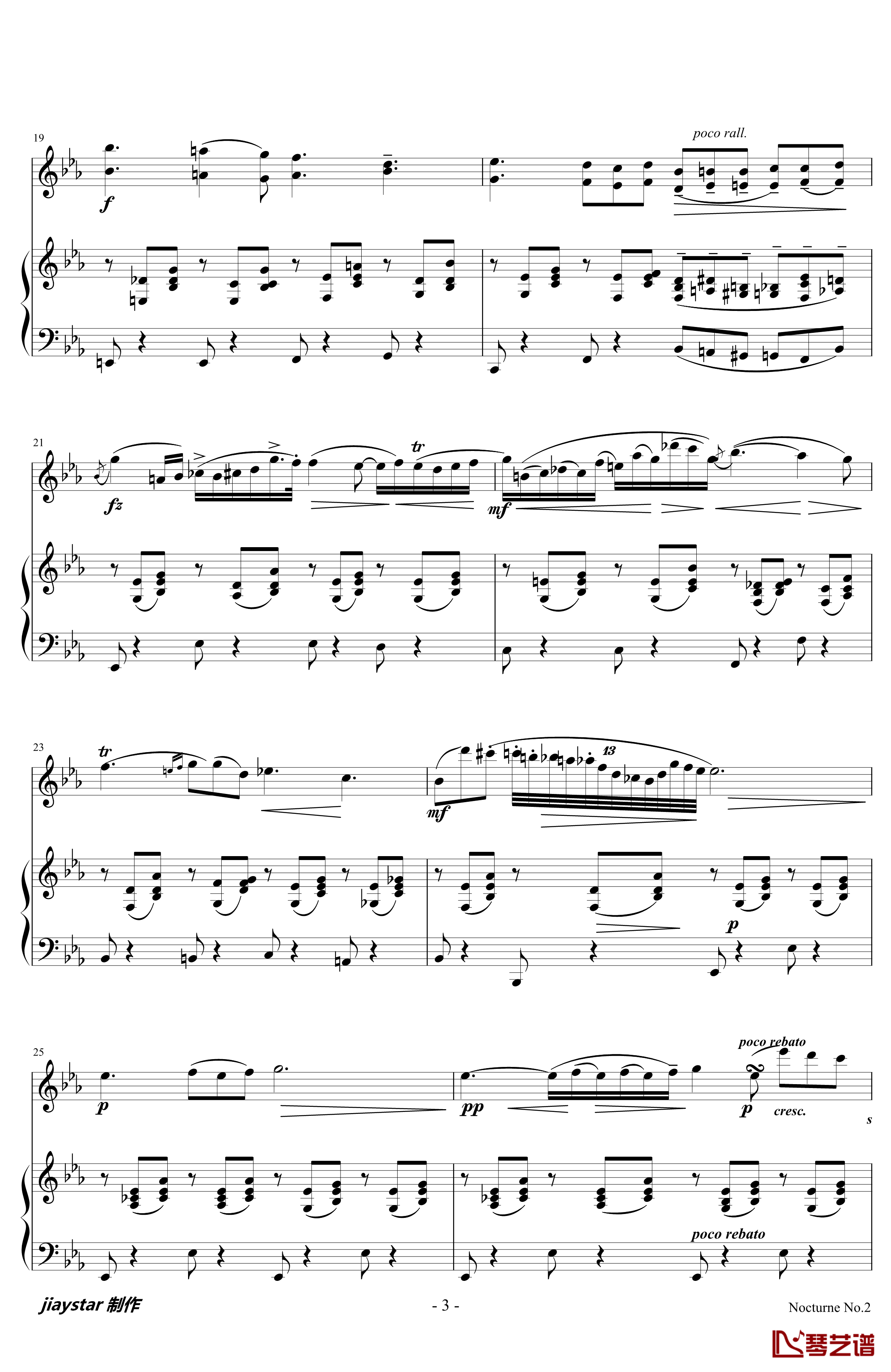 小提琴独奏-肖邦夜曲2钢琴谱-肖邦-chopin3