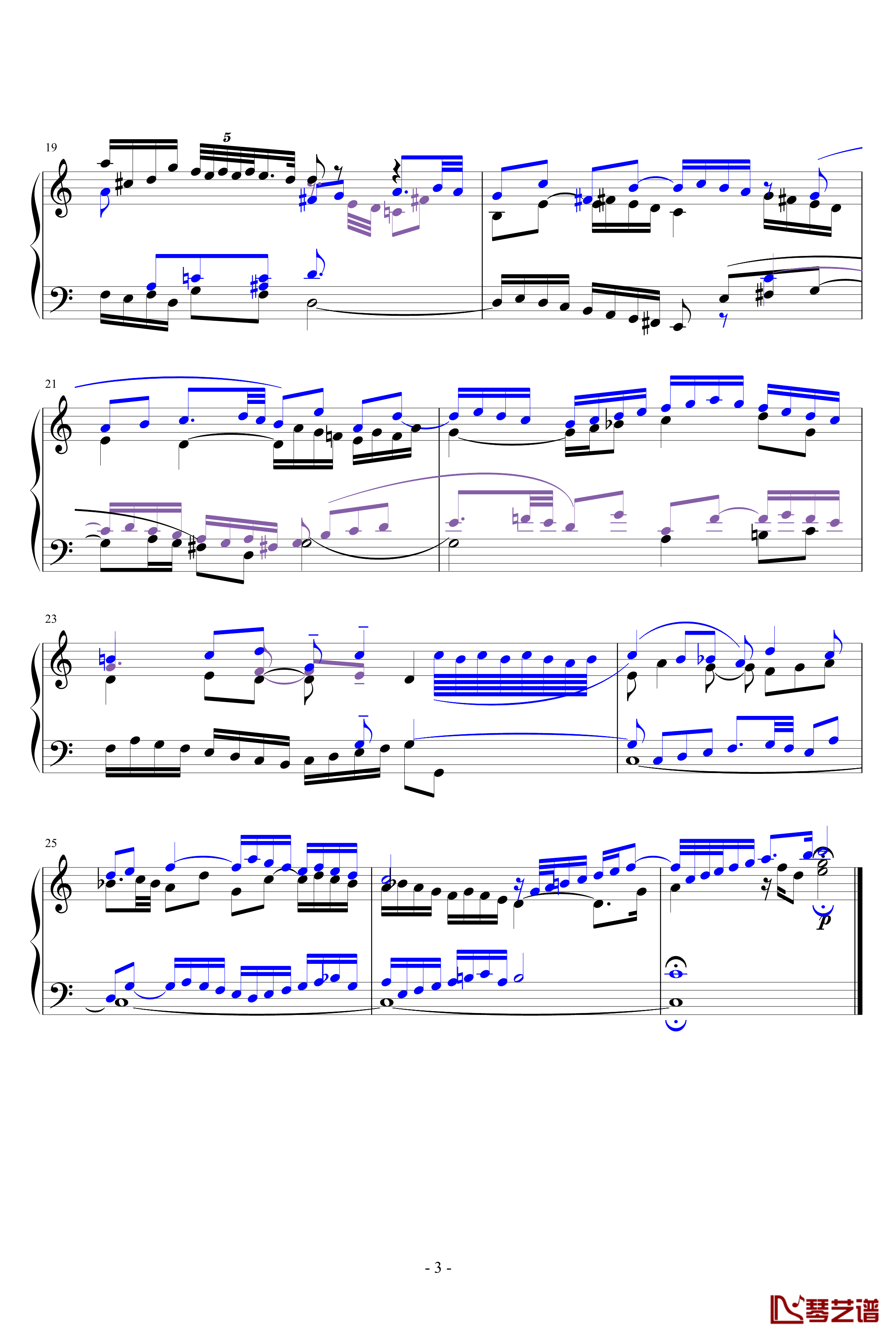 C大调赋格钢琴谱-巴赫3