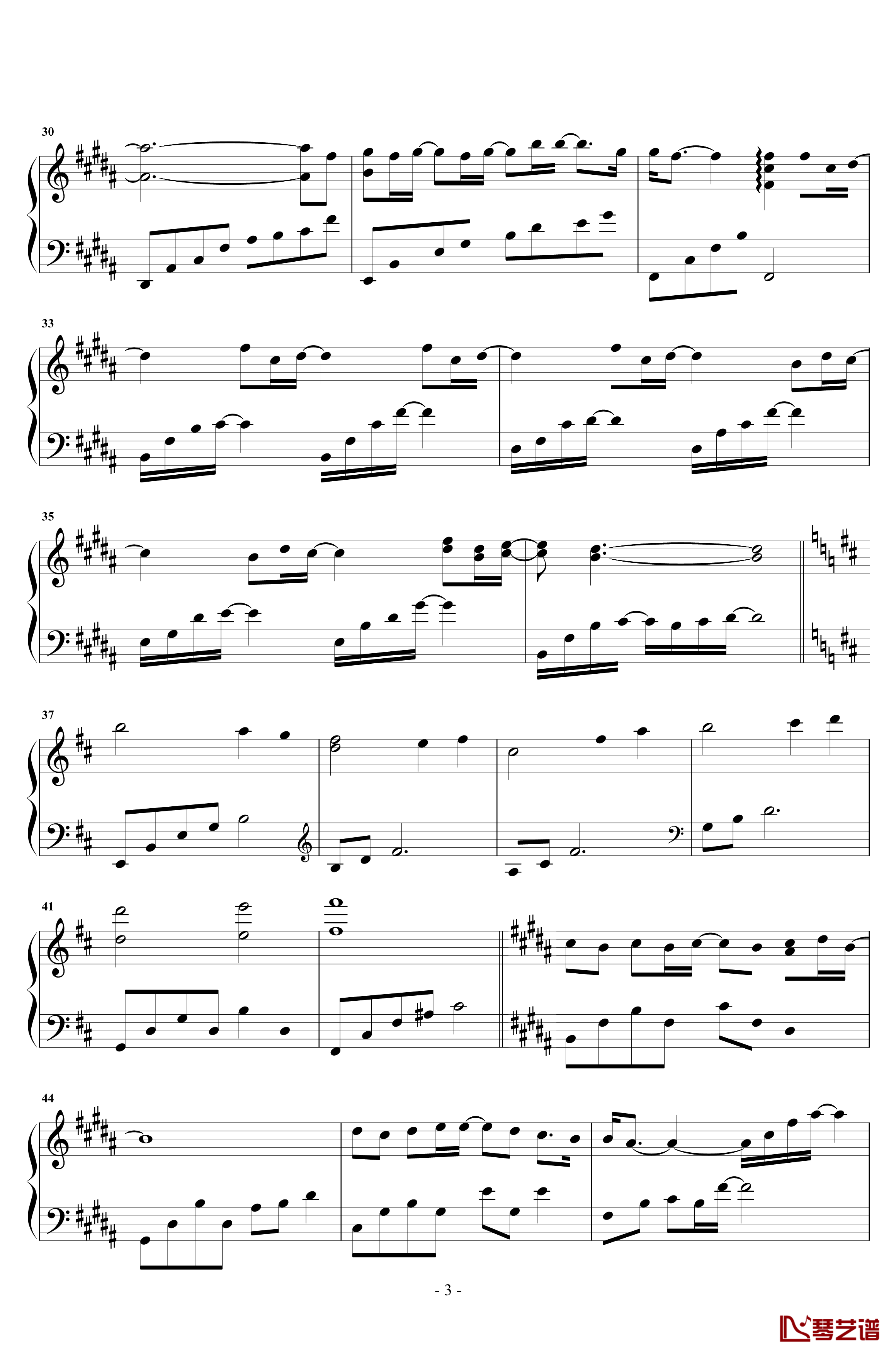 岁月钢琴谱-原声完整版-王菲3