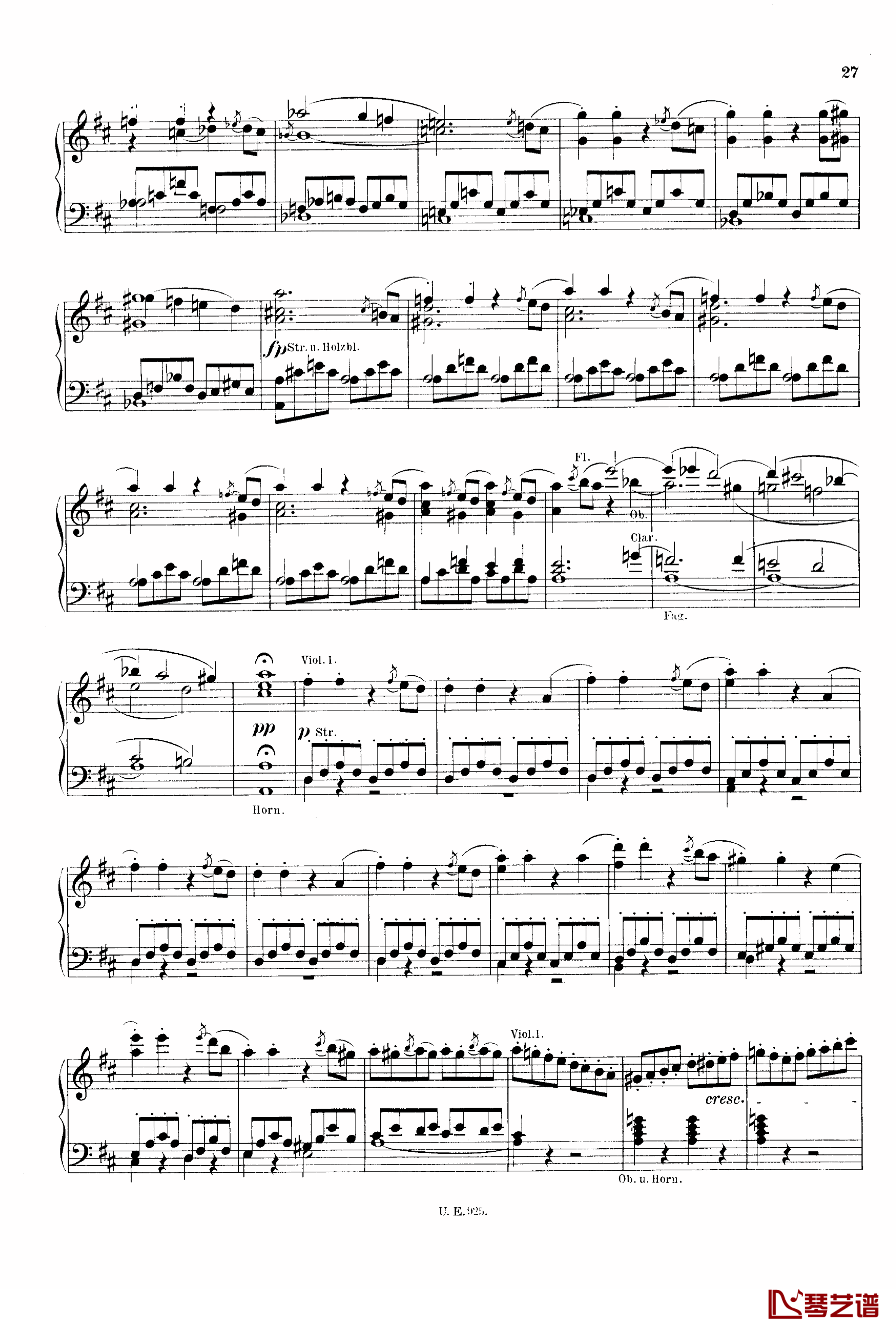 D大调第一交响曲 D.82钢琴谱-舒伯特27