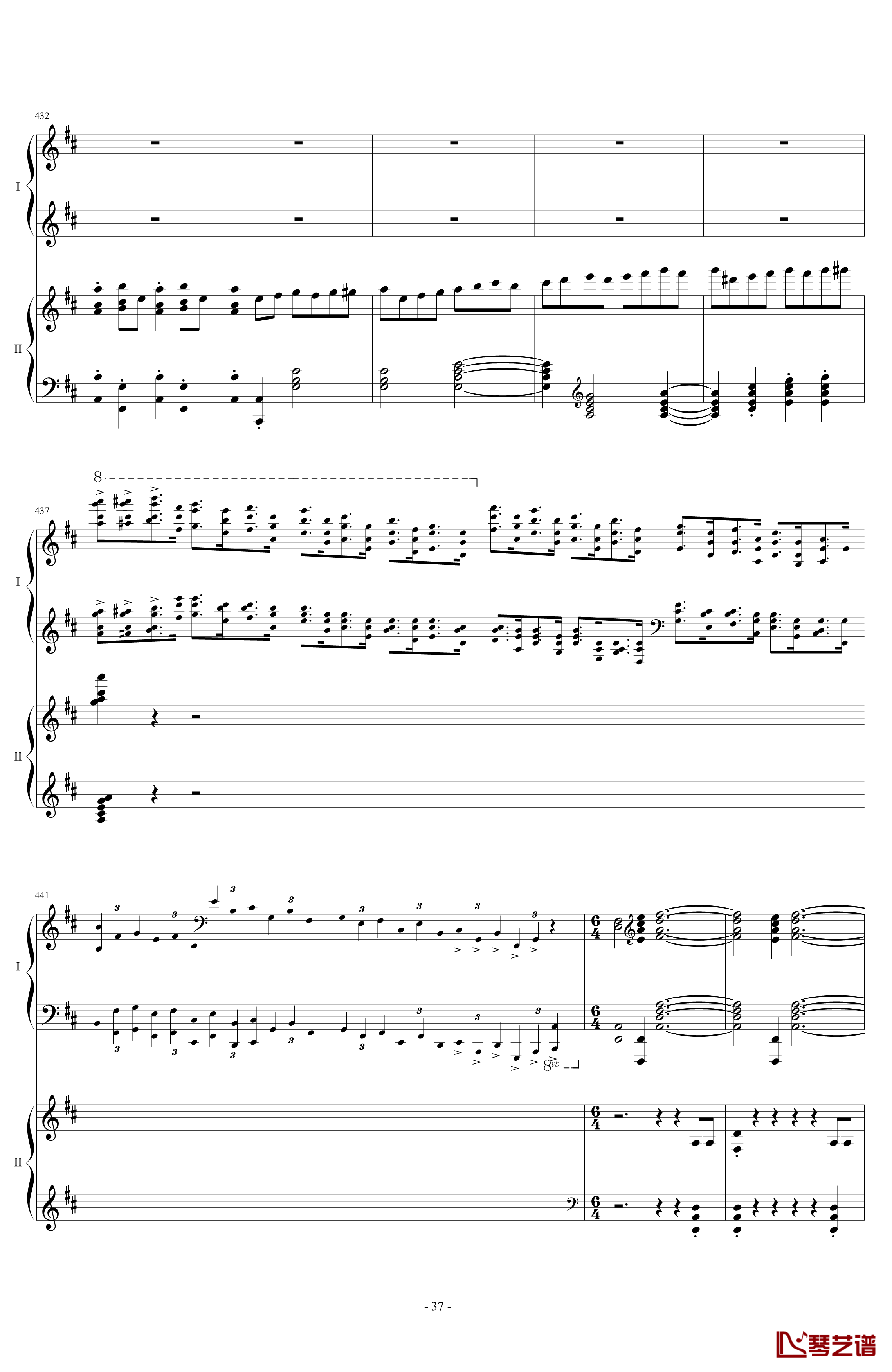 拉三第三乐章41页双钢琴钢琴谱-最难钢琴曲-拉赫马尼若夫37
