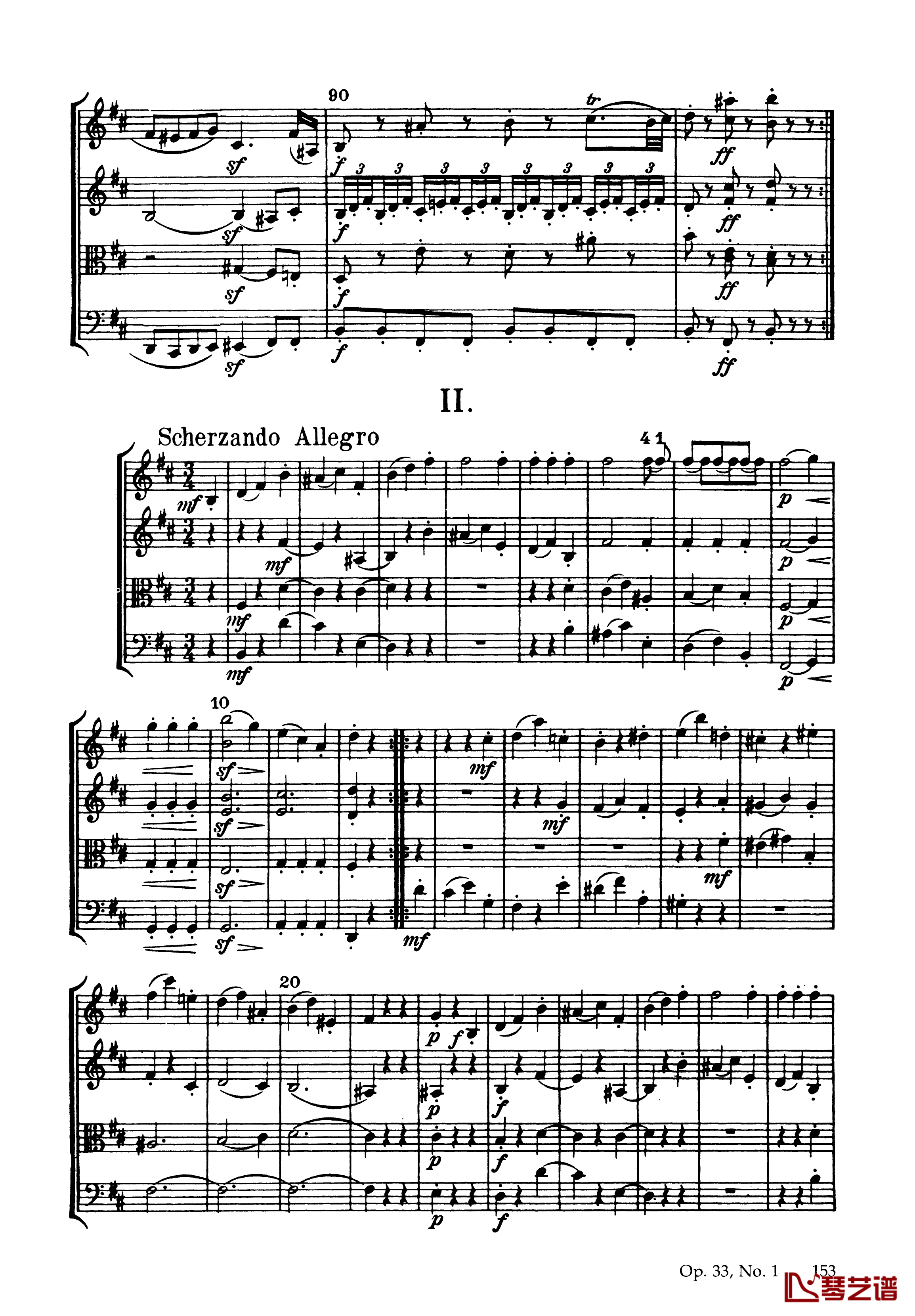 b小调弦乐四重奏 Op.33  No.1钢琴谱-海顿7