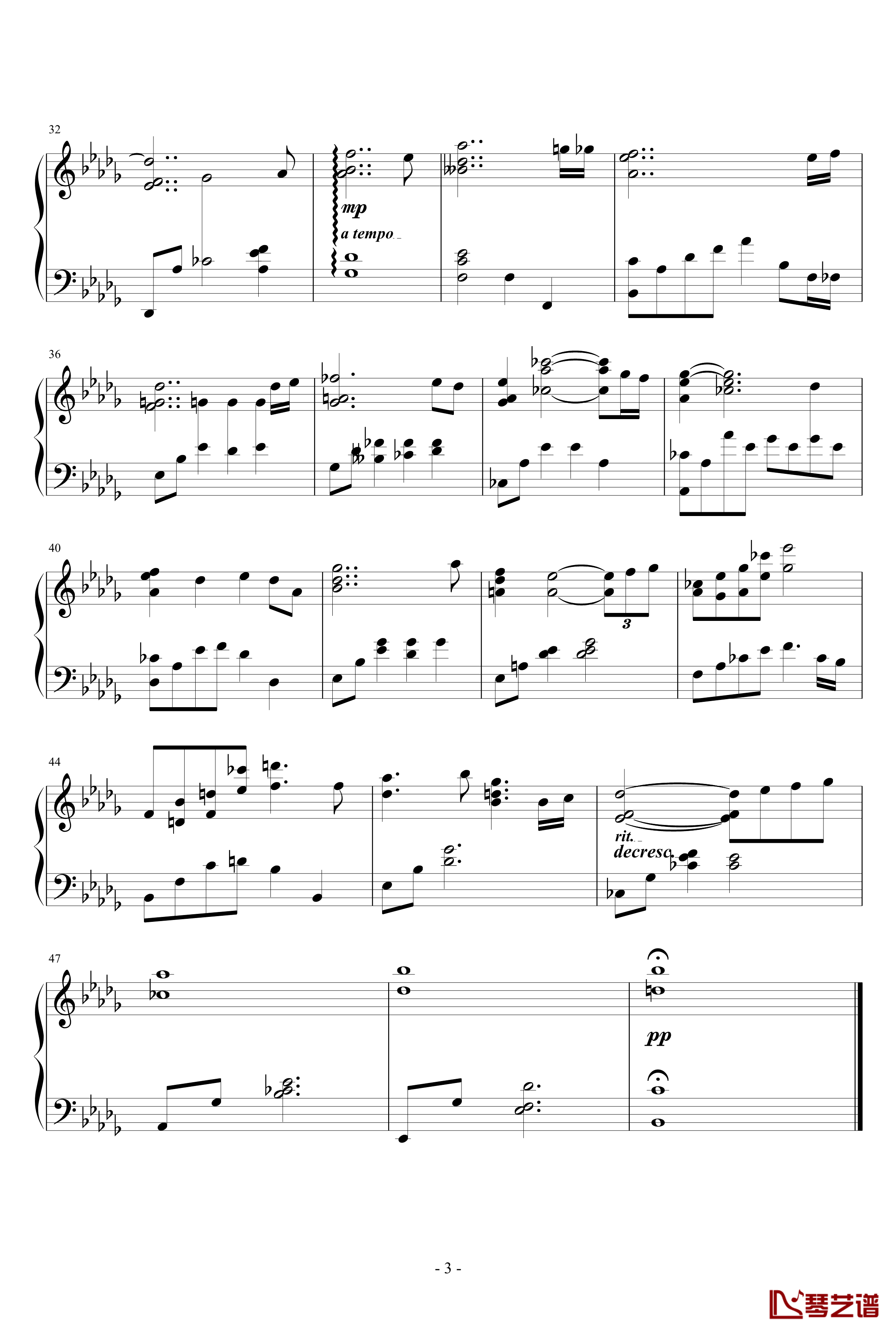 黃昏的電車钢琴谱-A Vespertine Dream-蓝幻影麒麟3