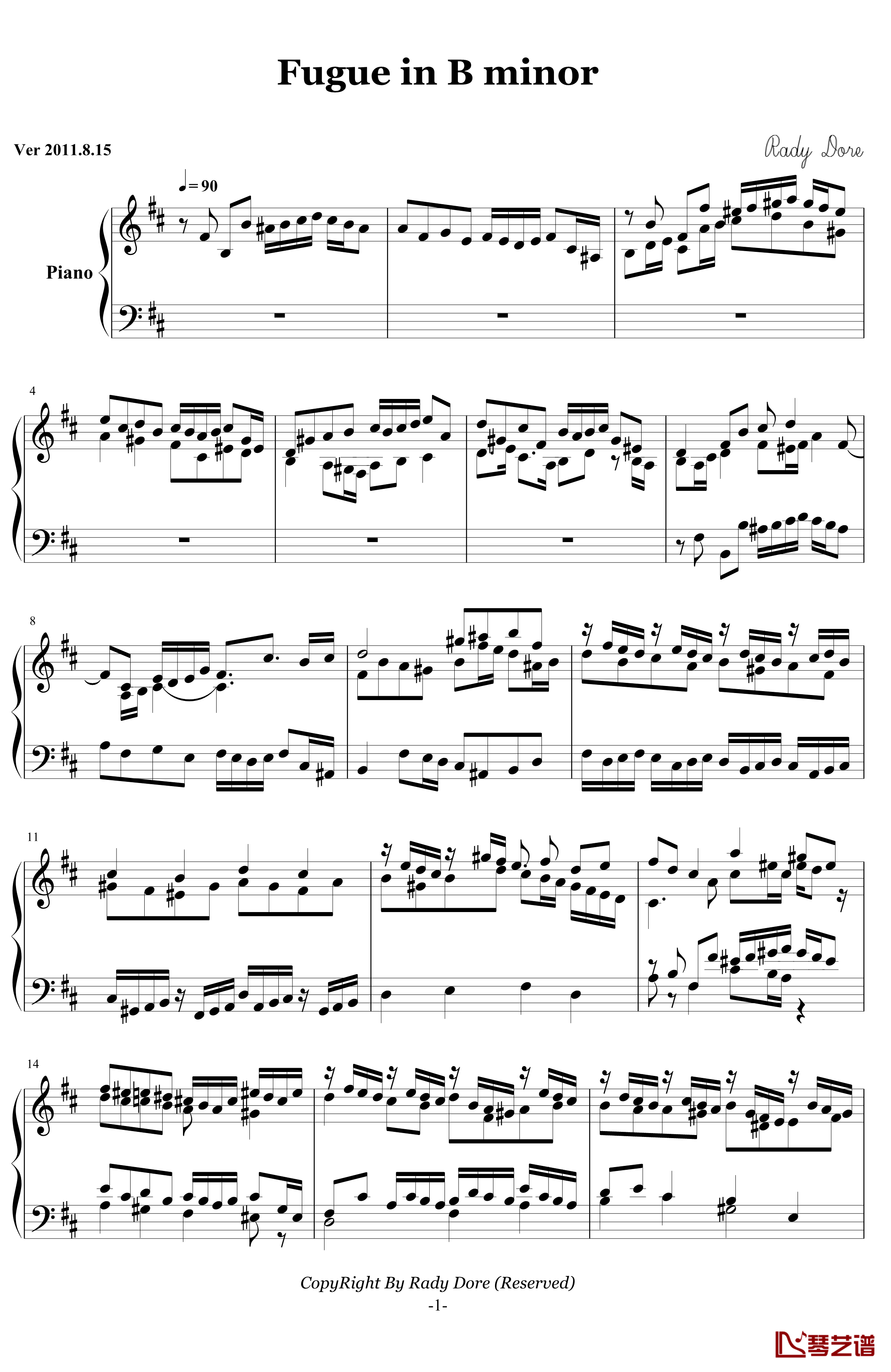 B小调赋格钢琴谱-Ver 2011.8-舍勒七世1