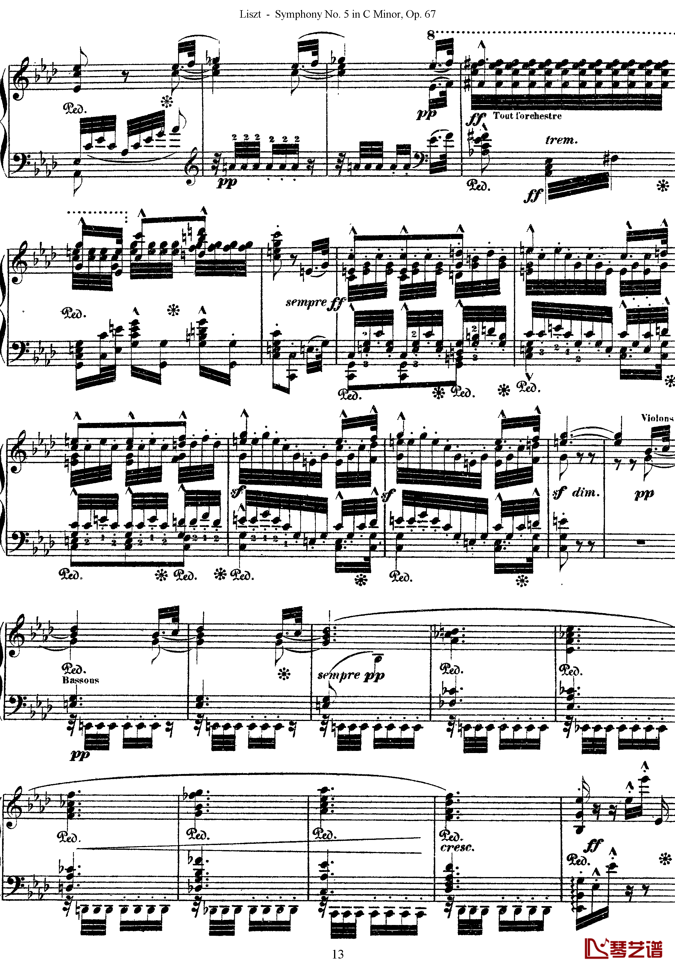 第五交响乐的钢琴曲钢琴谱-李斯特-李斯特改编自贝多芬13